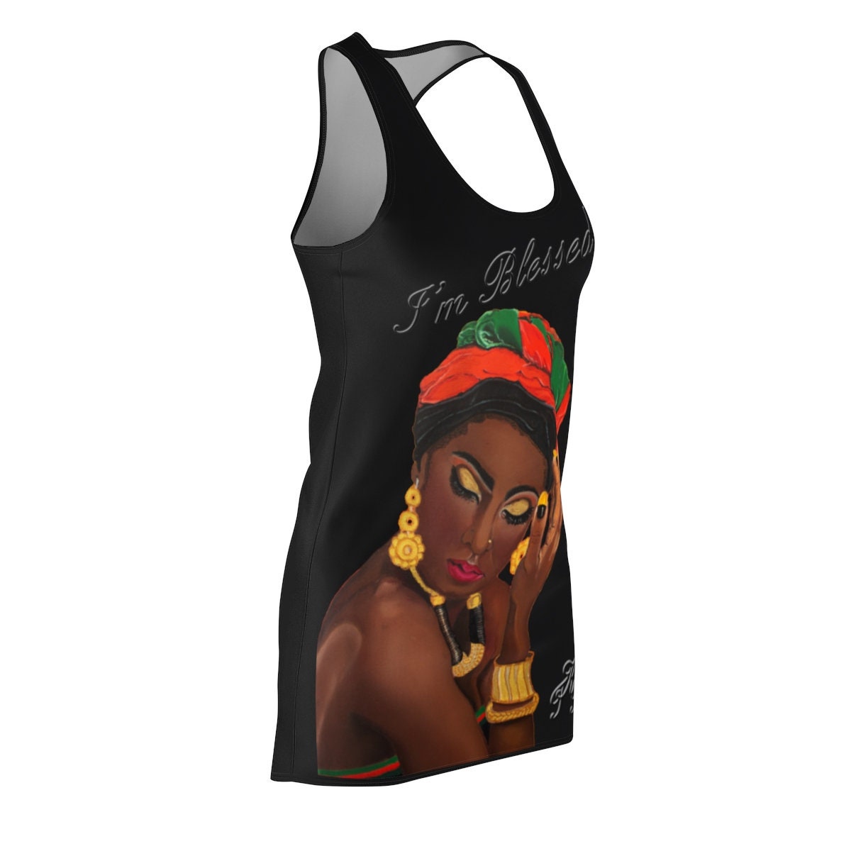Women's Black Graphic Cut & Sew Racerback Dress