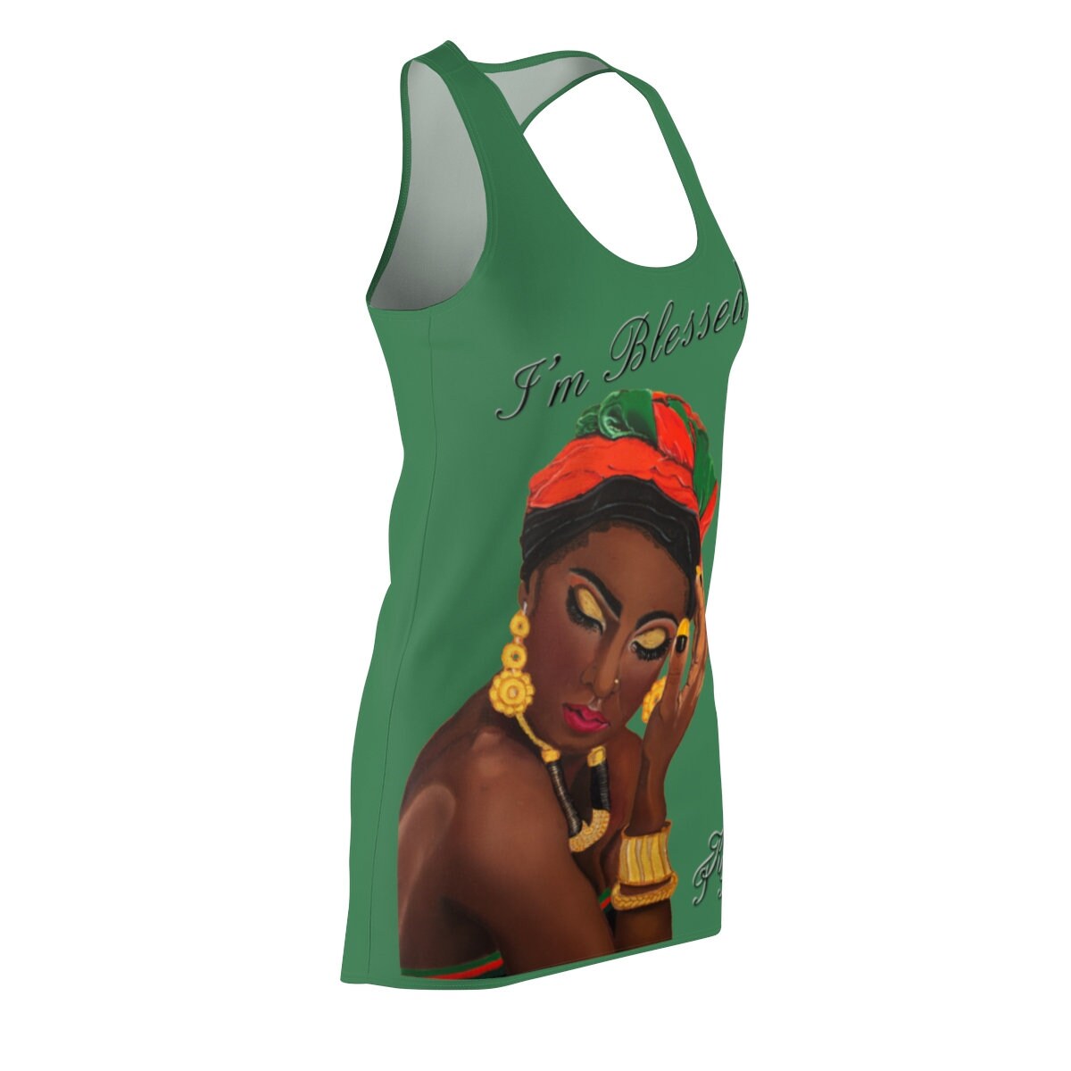 Women's Green Graphic Cut & Sew Racerback Dress