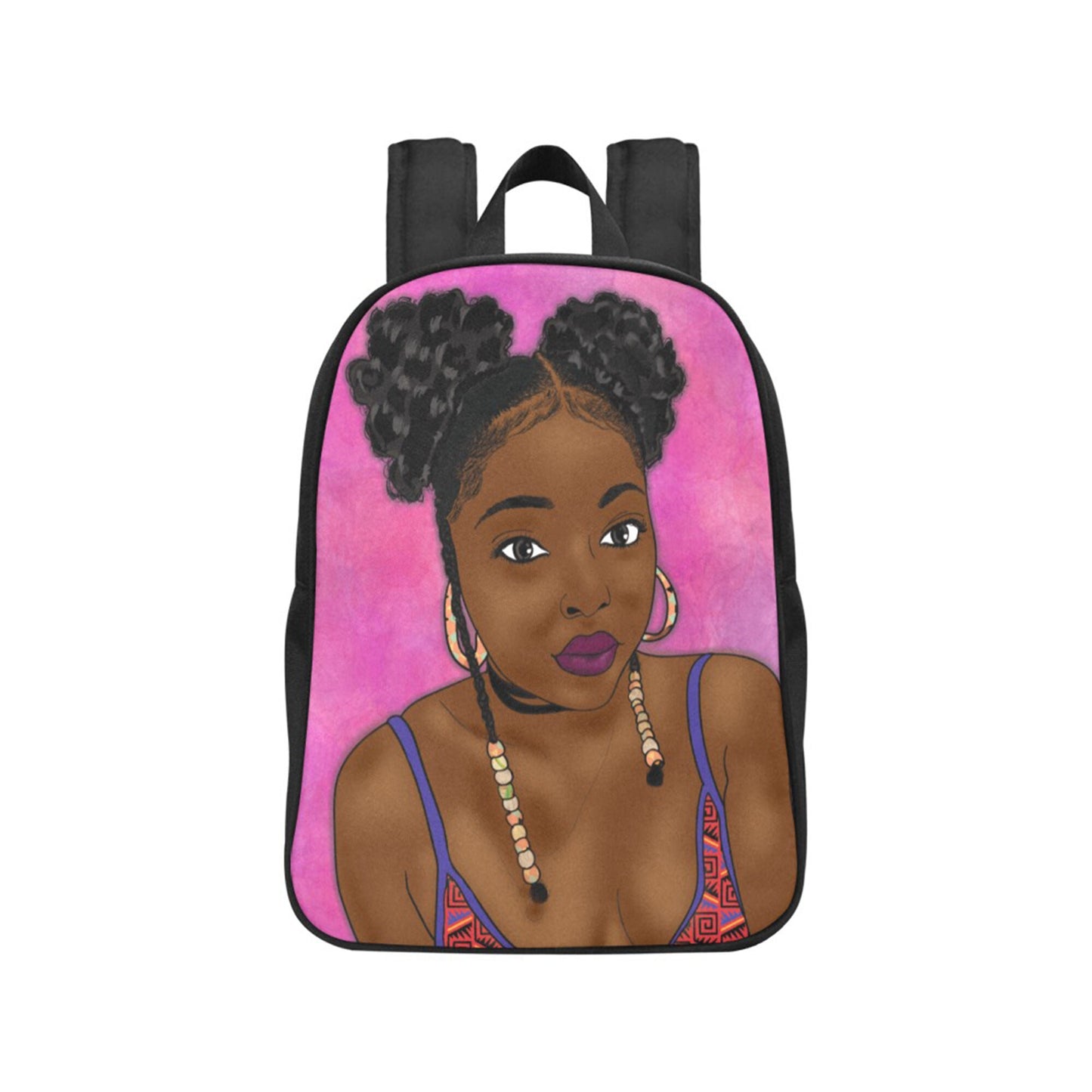 Black Queen Rocks Her Afro Puffs Fabric BackPack