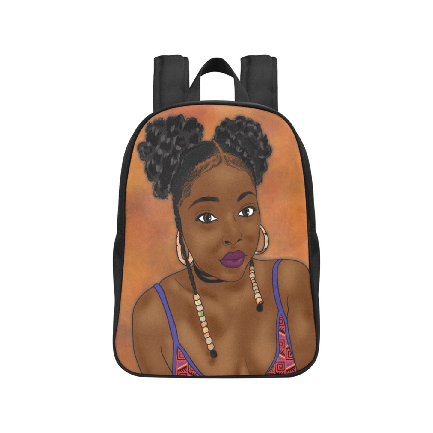 Black Queen Rocks Her Afro Puffs Fabric BackPack