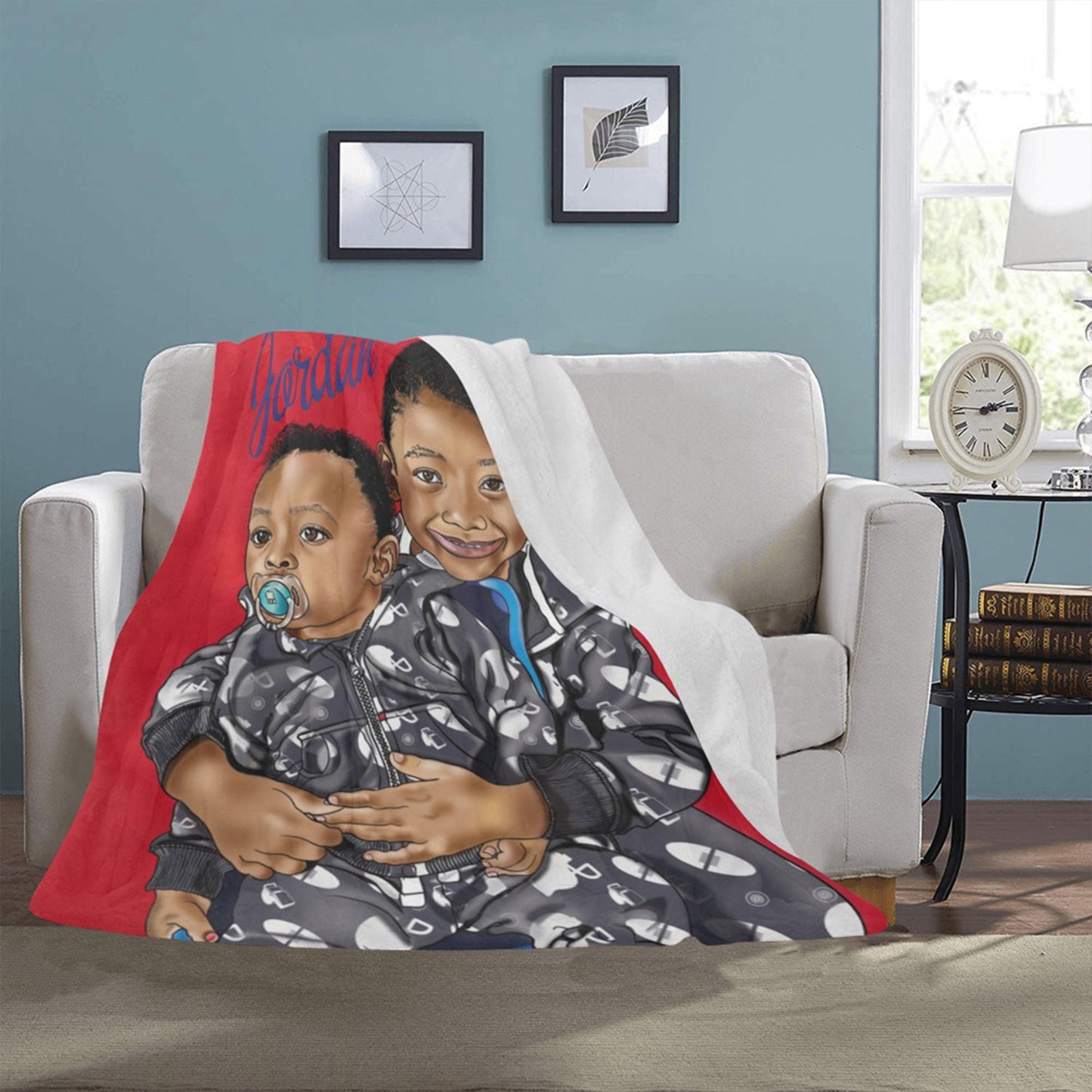 Create Your Own/Velveteen Plush Blanket/Portrait from your photo/family illustration /family portrait