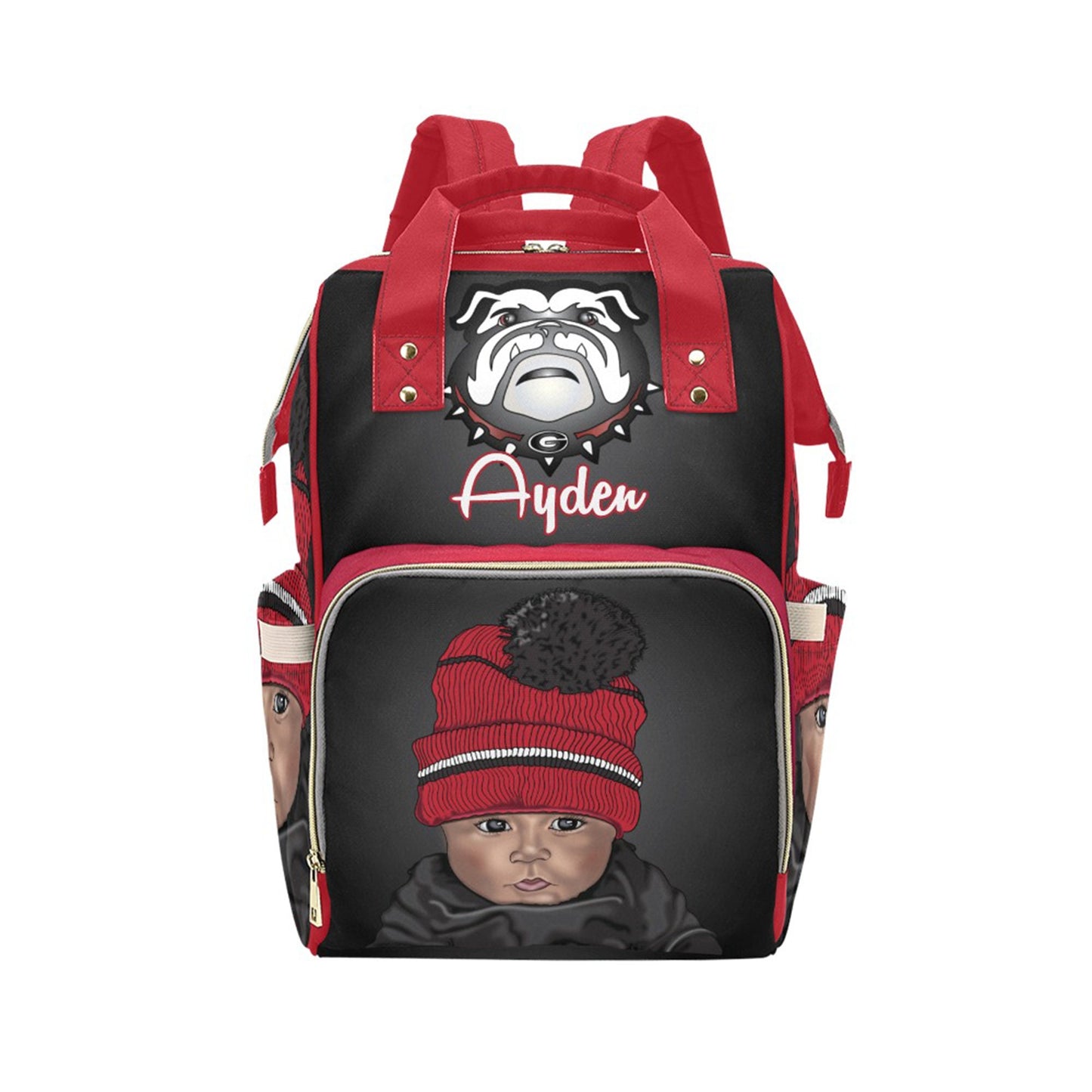 Personalized Baby Bag/ Diaper Bag/ African American Baby Boy Backpack/ Clothing Bottles Bag/ Baby Shower Gift