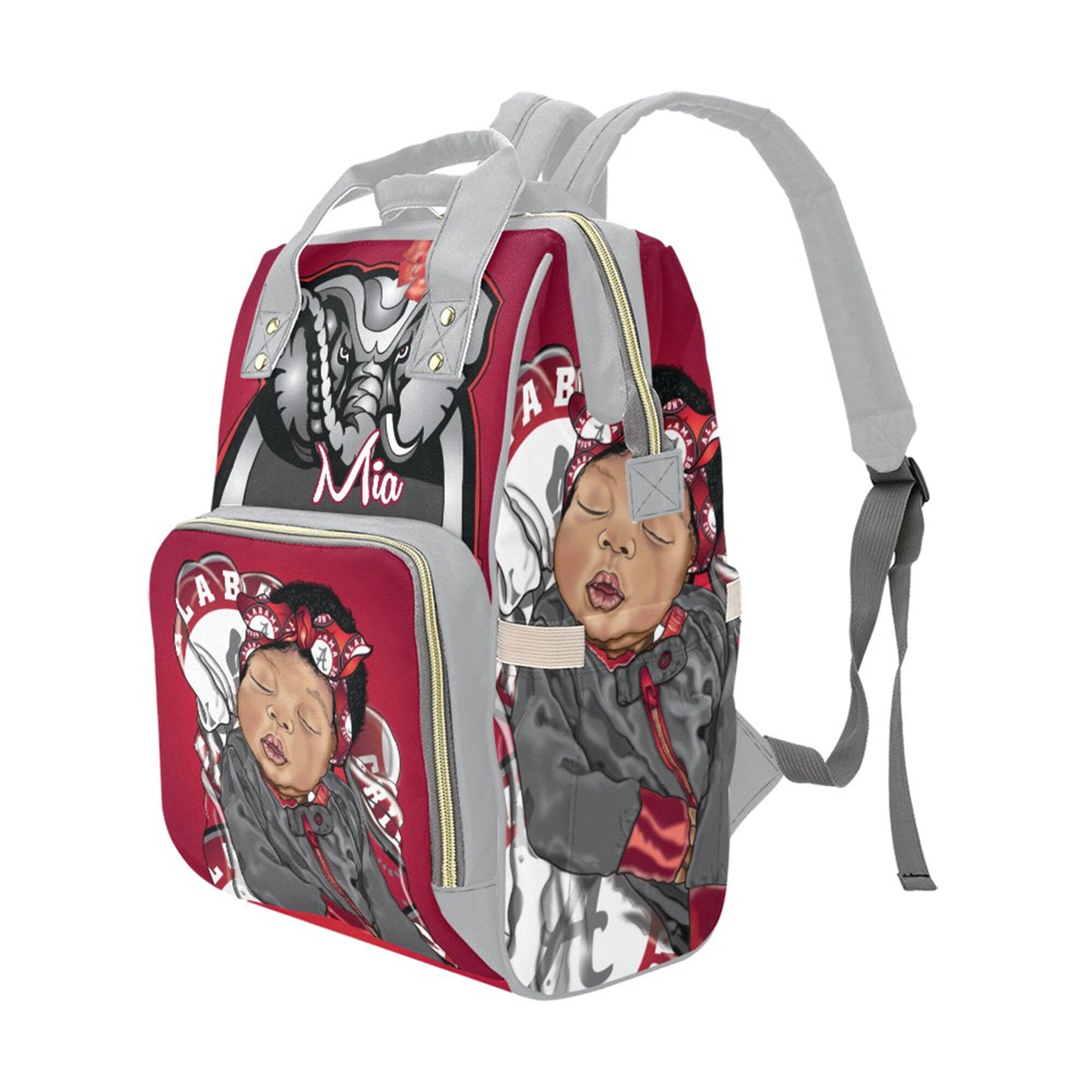 Afro Personalized Sports Baby Bag/ Diaper Bag/ African American Baby Girl Backpack/ Alabama Bag/ Baby Shower Gift