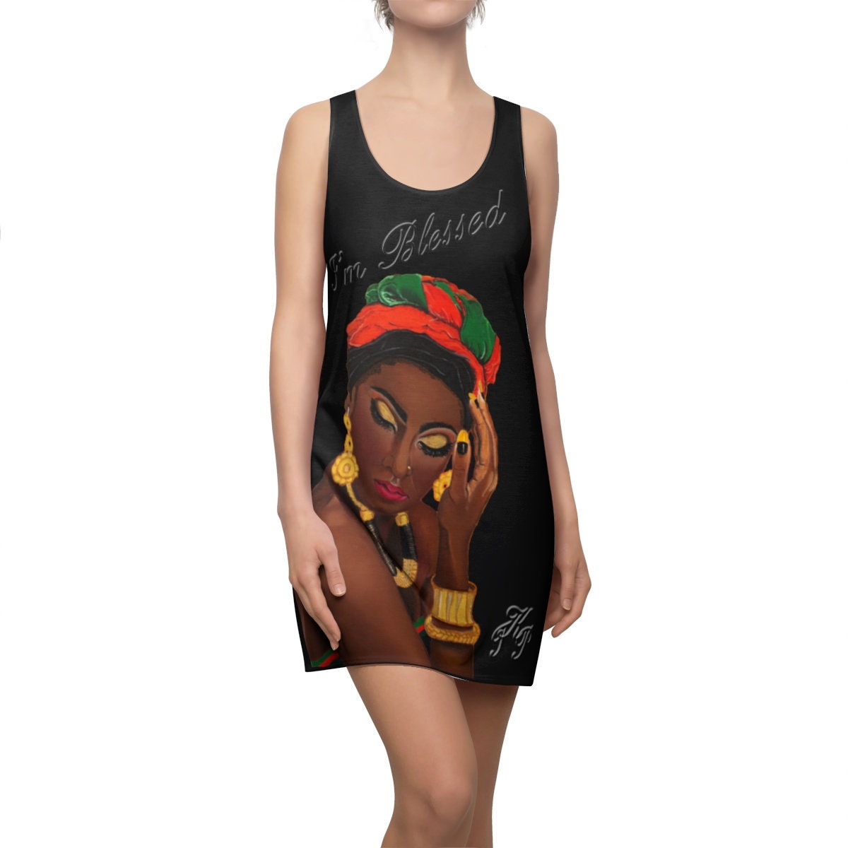 Women's Black Graphic Cut & Sew Racerback Dress