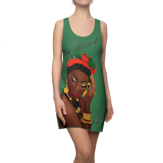 Women's  Green Graphic Cut & Sew Racerback Dress