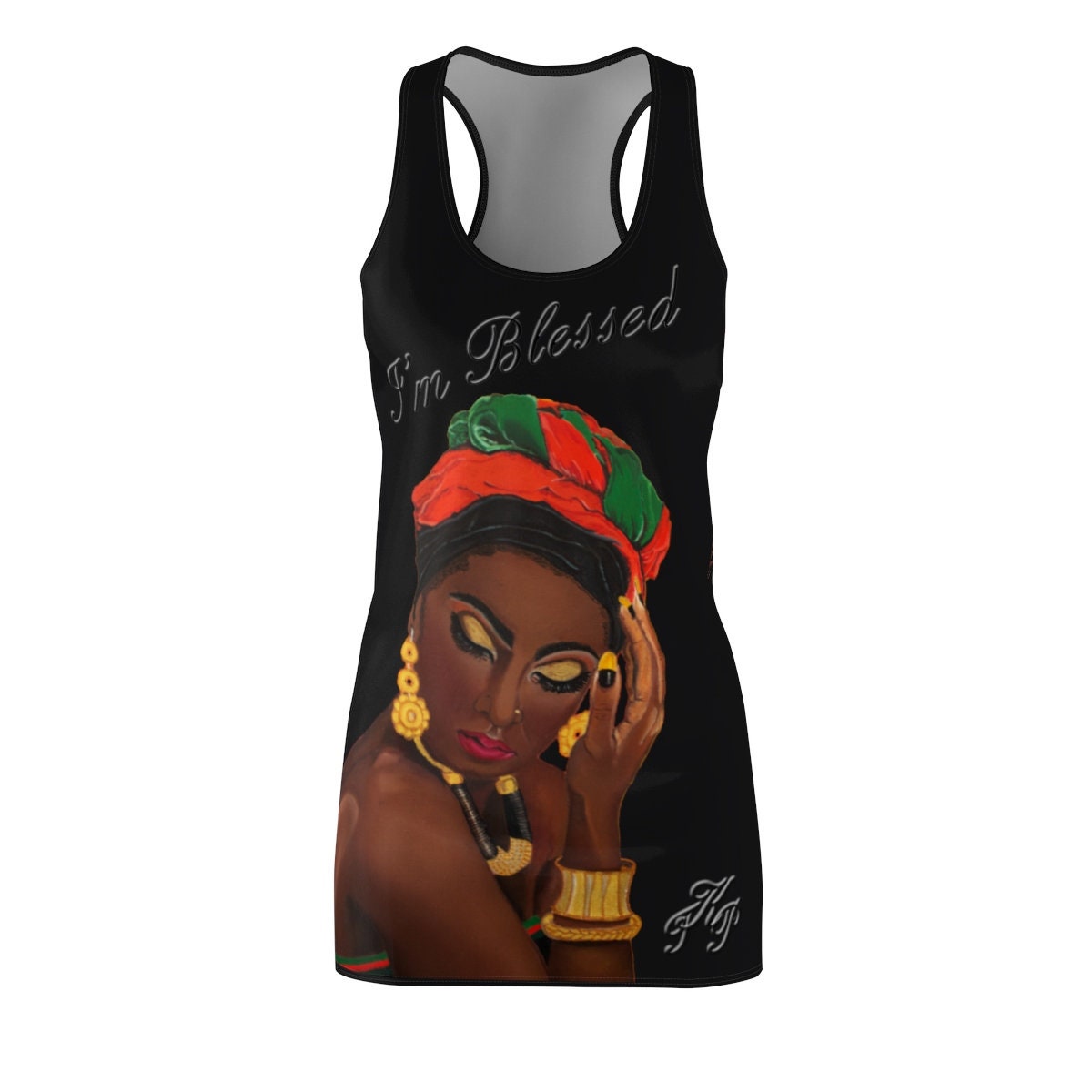 Women's Black Graphic Cut & Sew Racerback Dress