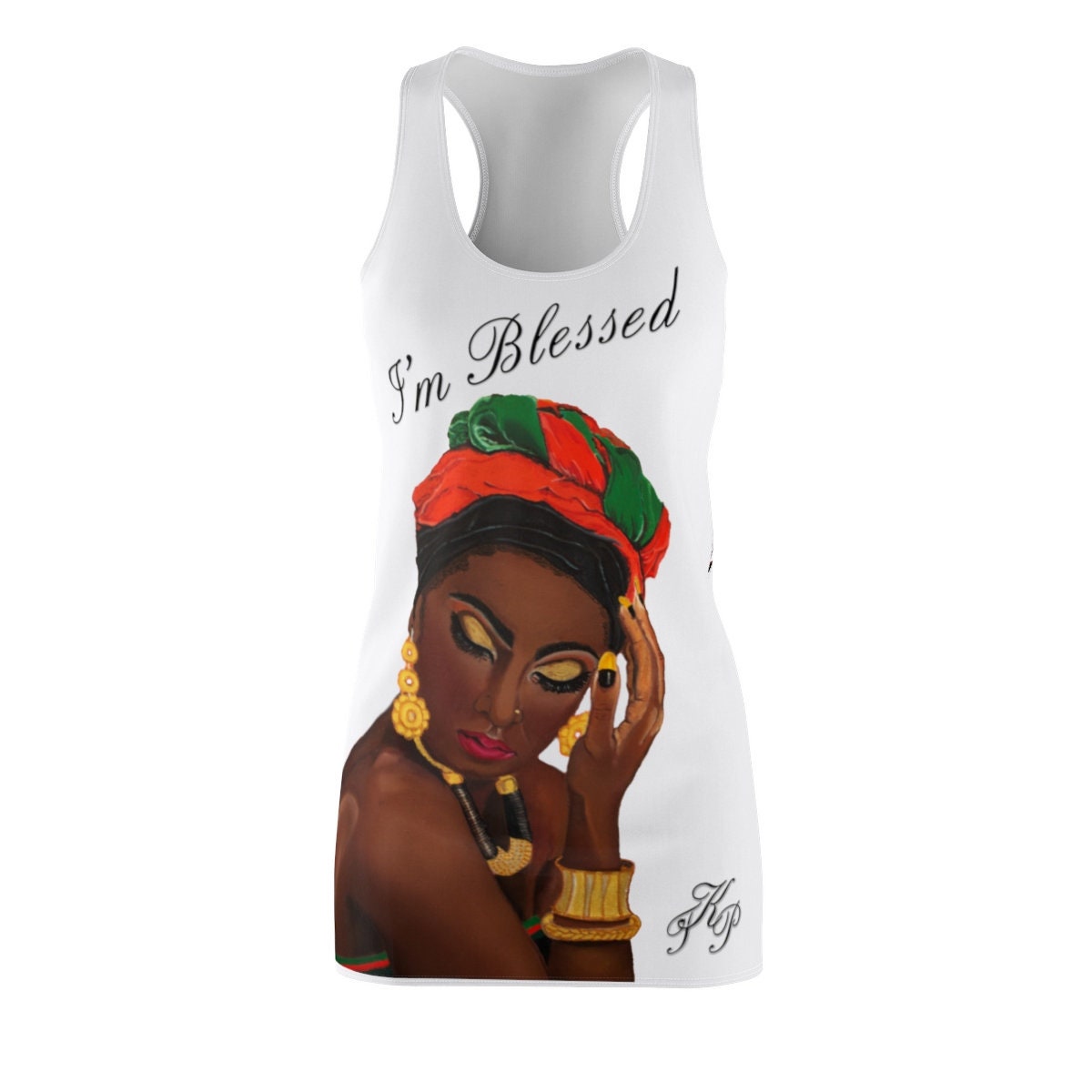 Women's  Graphic White  Cut & Sew Racerback Dress