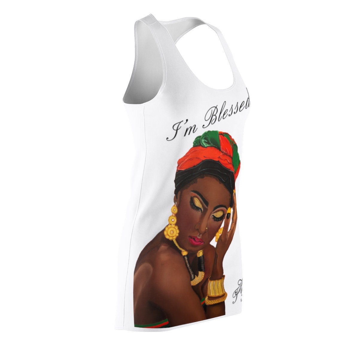 Women's  Graphic White  Cut & Sew Racerback Dress