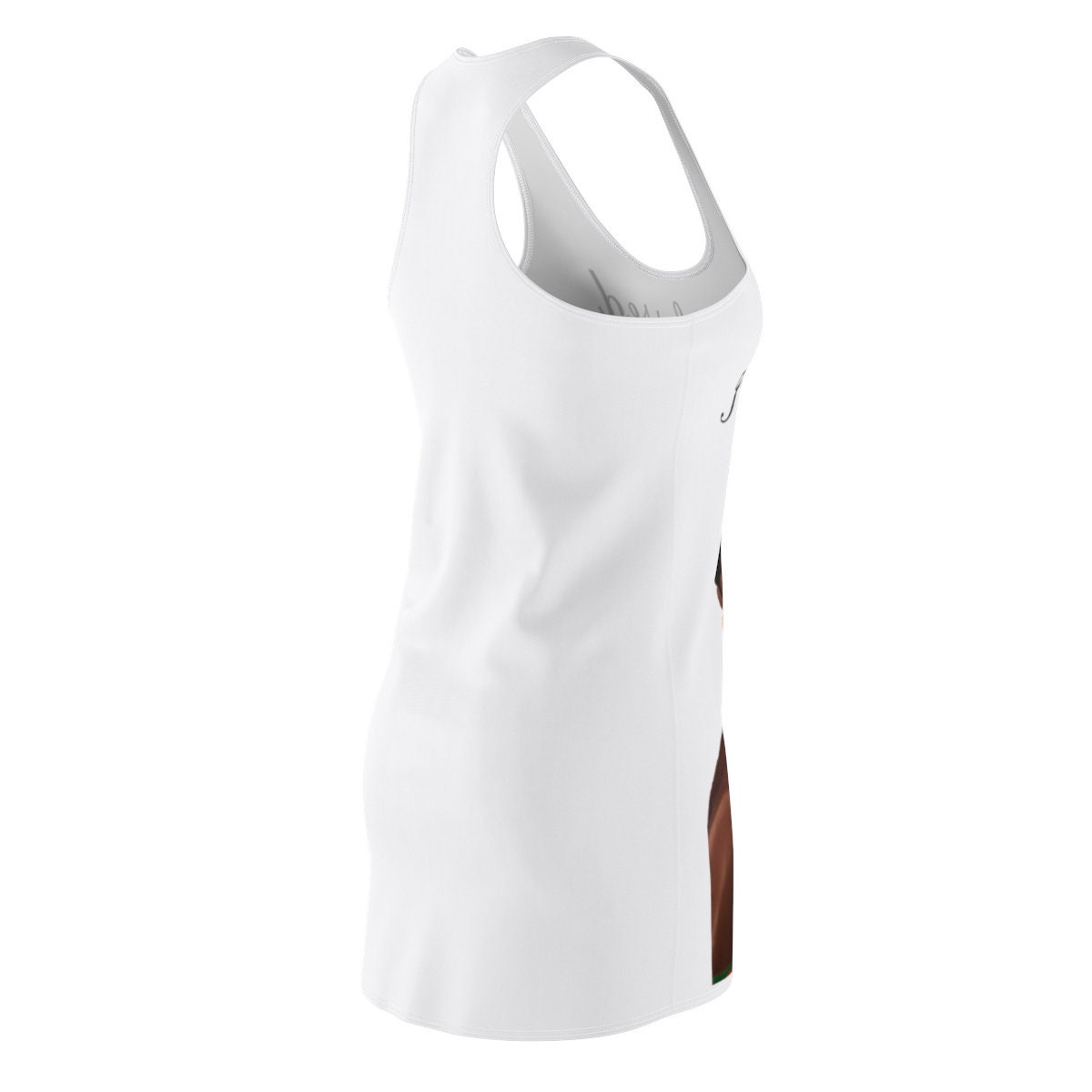 Women's  Graphic White  Cut & Sew Racerback Dress