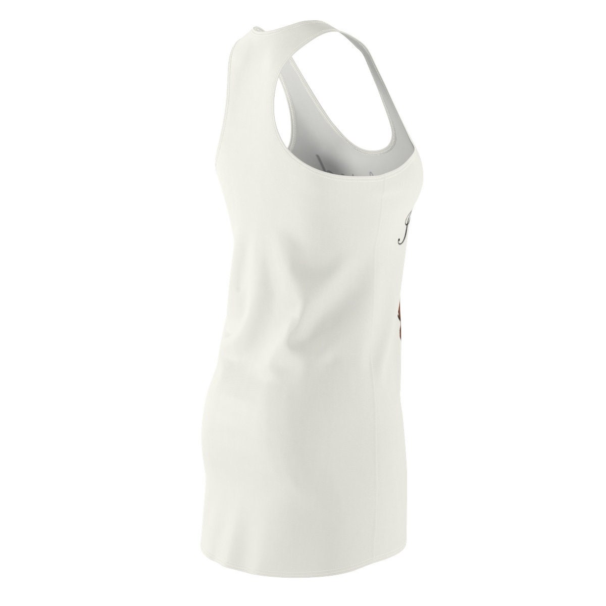 White Women's Graphic Cut & Sew Racerback Dress