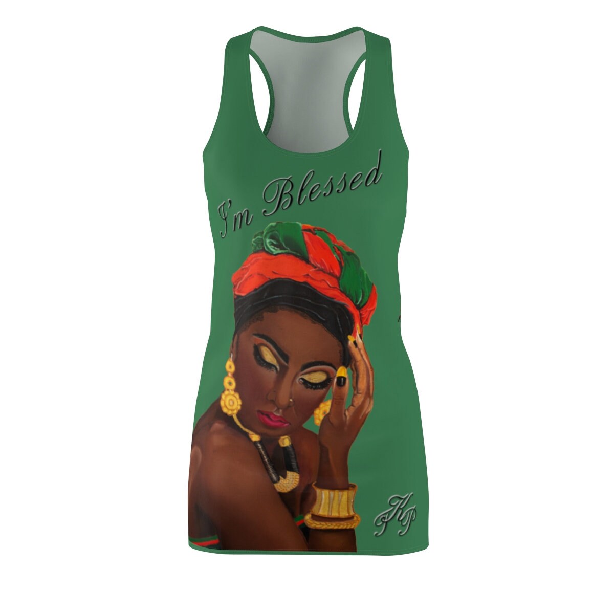 Women's  Green Graphic Cut & Sew Racerback Dress