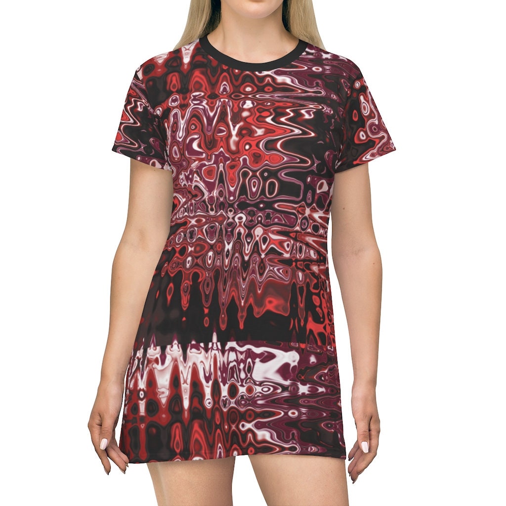 Black Personalized Graphic All Over Print T-Shirt Dress