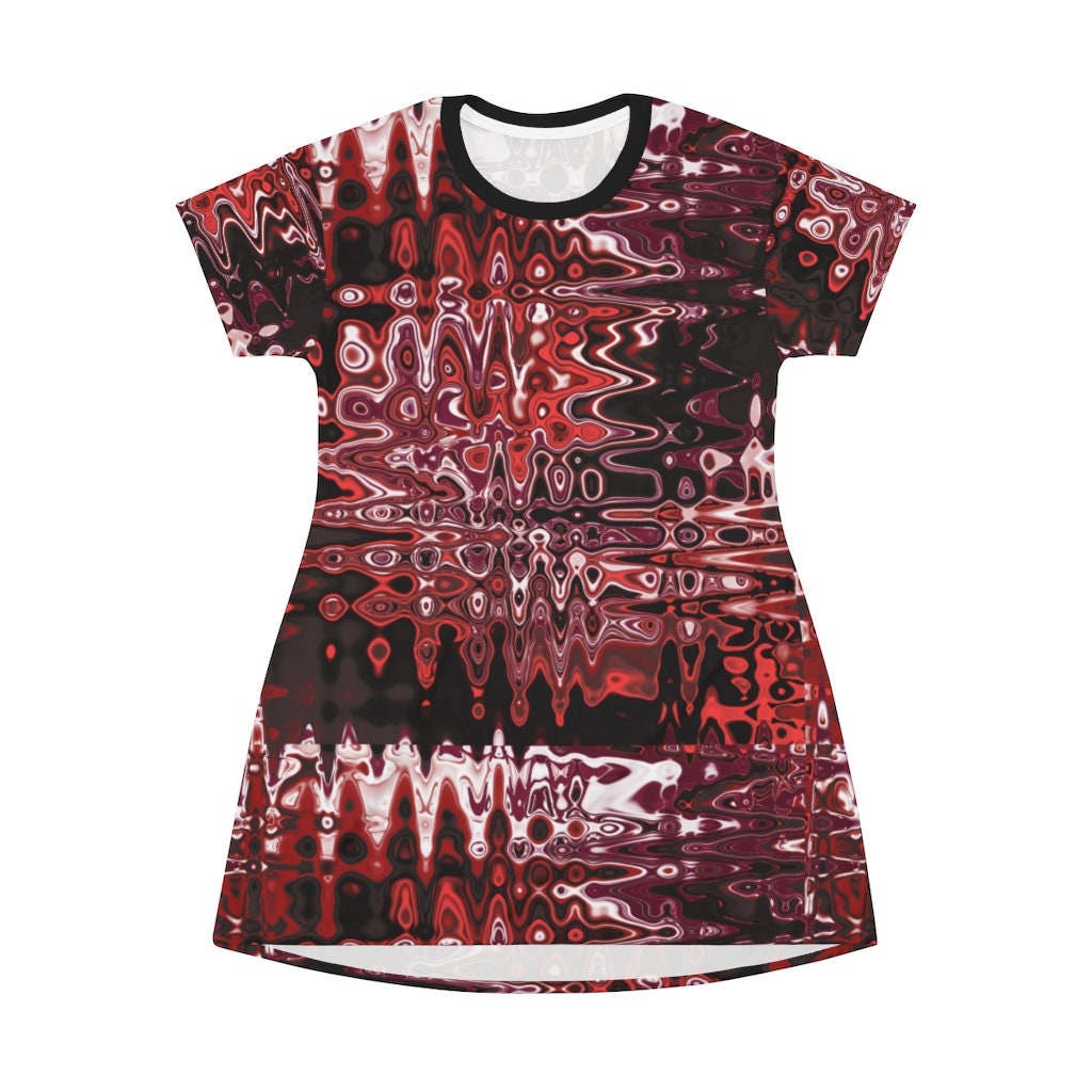 Black Personalized Graphic All Over Print T-Shirt Dress