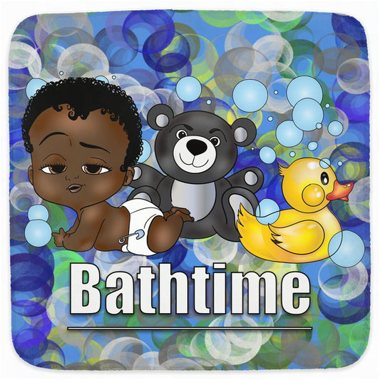 Personalized Hooded Baby Boy towel snuggle up after a relaxing bath.