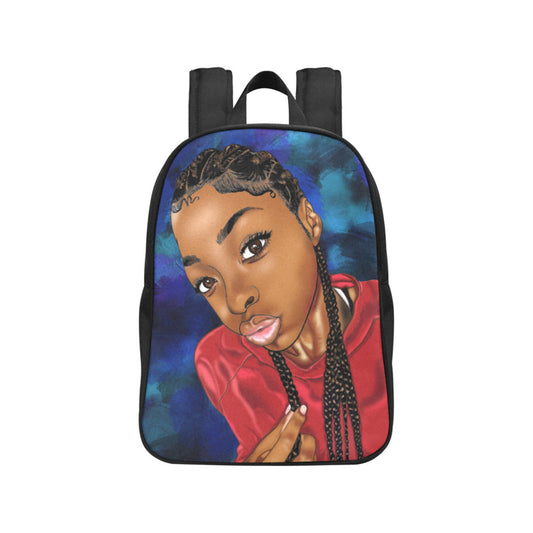 Melanin Beauty With Cornrows Fabric BackPack