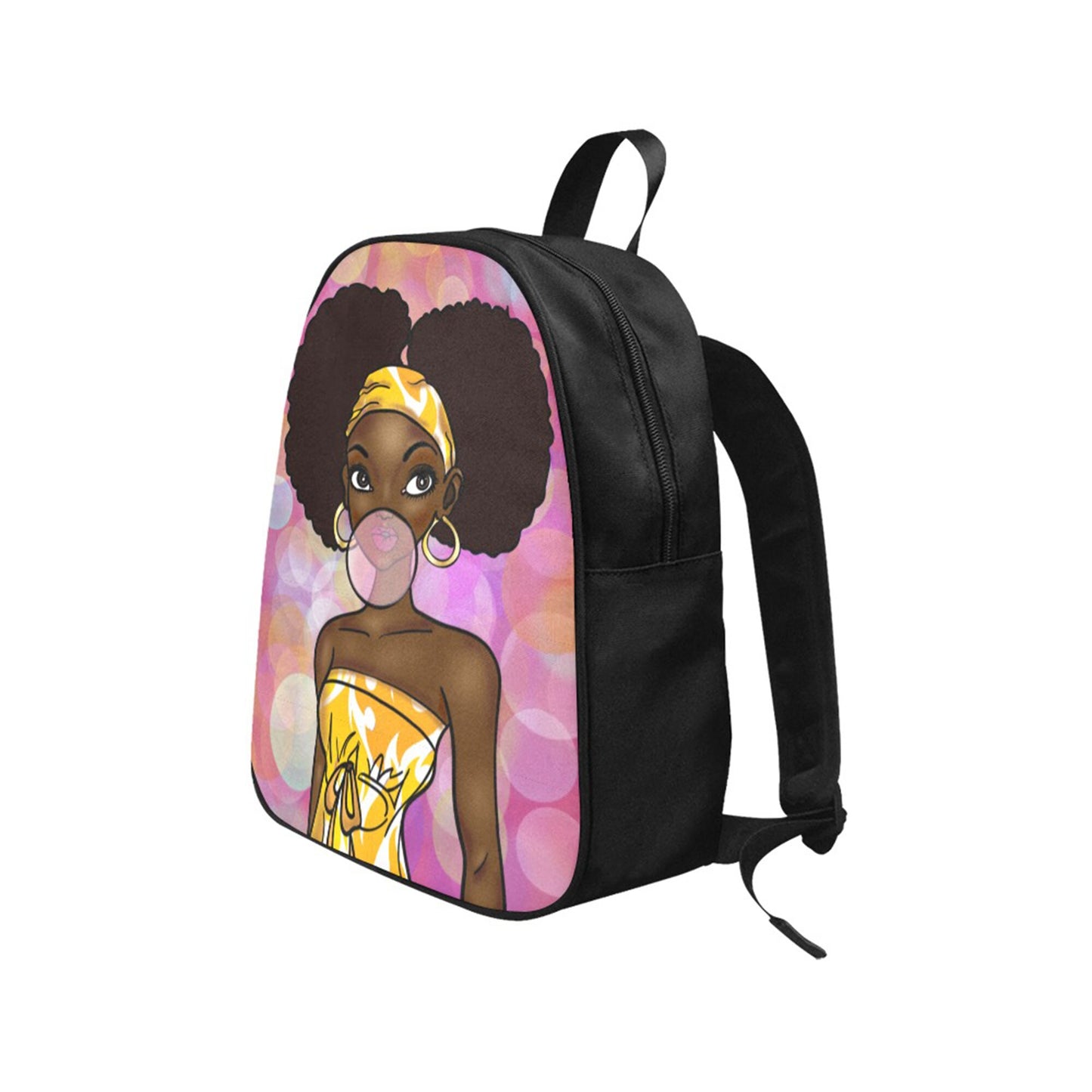 Girl With Afro Puffs Blowing Bubbles Backpack