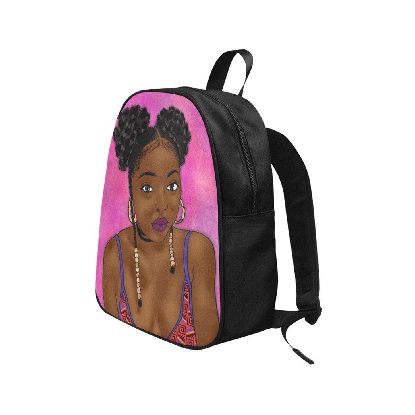 Black Queen Rocks Her Afro Puffs Fabric BackPack