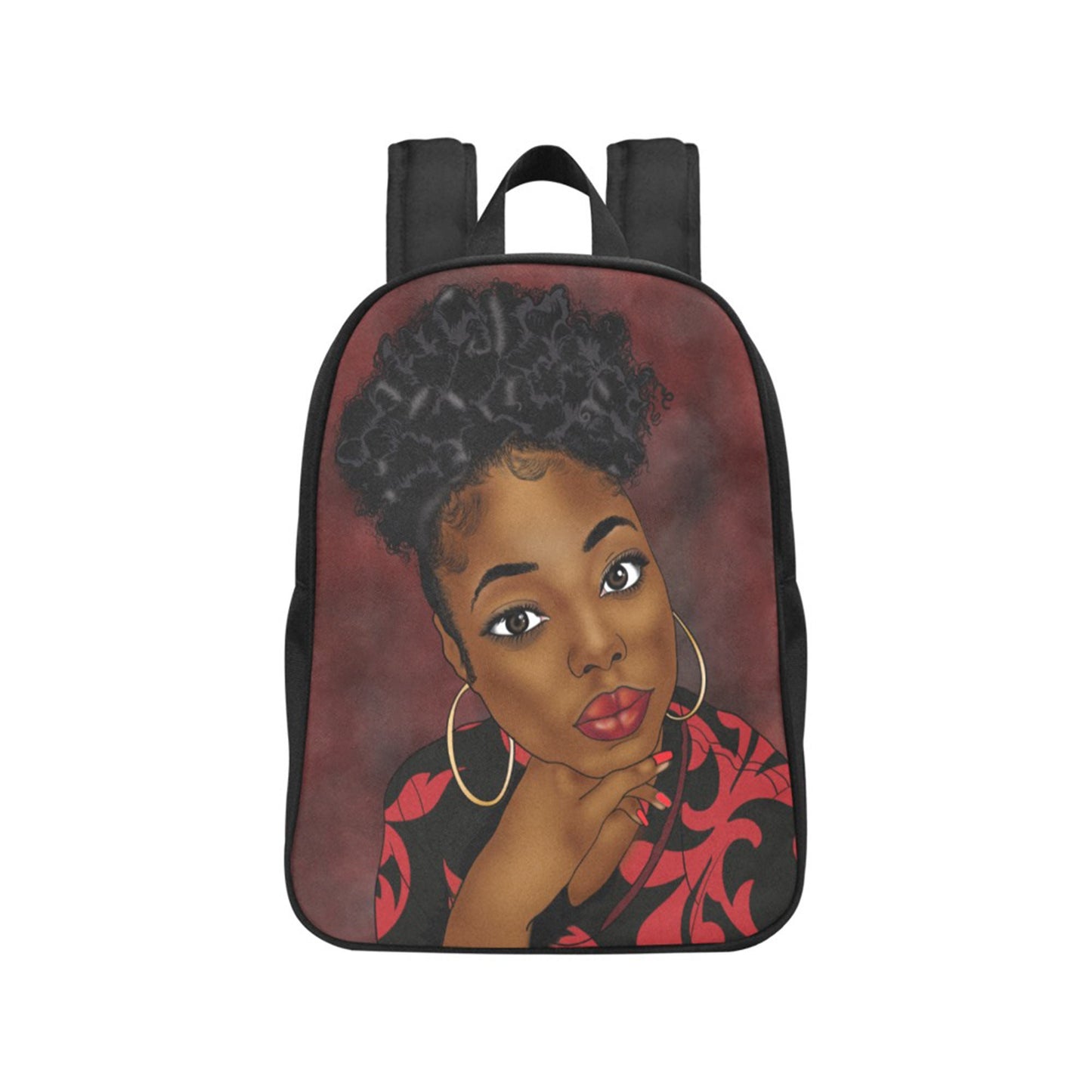 Black Queen Afro Puff Fabric Backpack