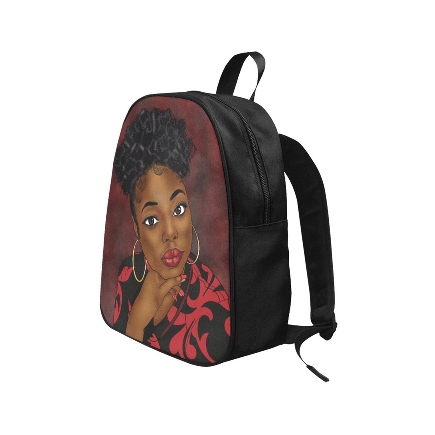 Black Queen Afro Puff Fabric Backpack