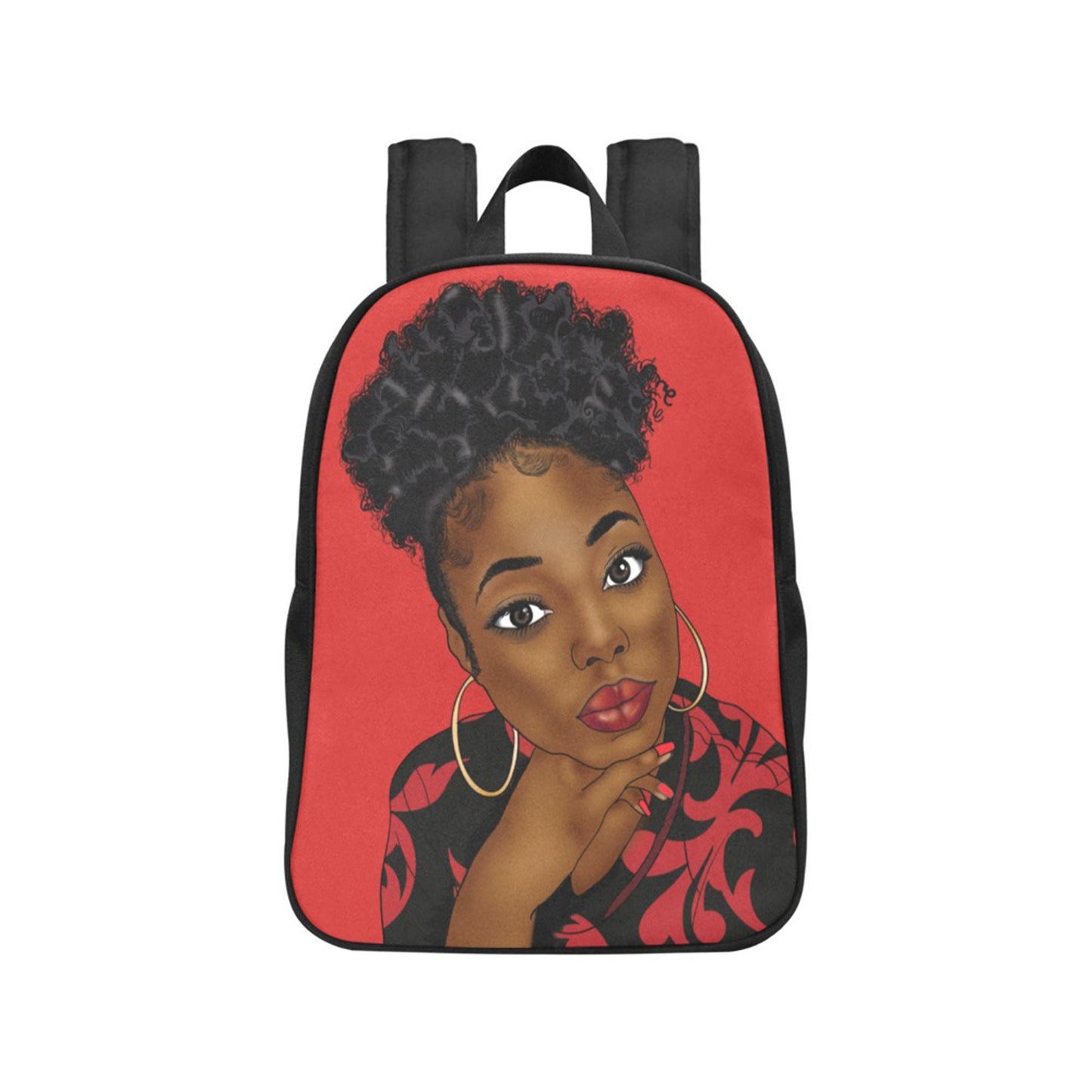 Black Queen Afro Puff Fabric Backpack