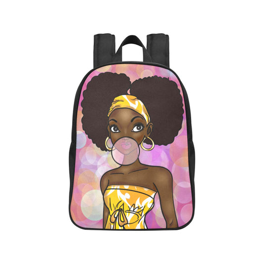 Girl With Afro Puffs Blowing Bubbles Backpack