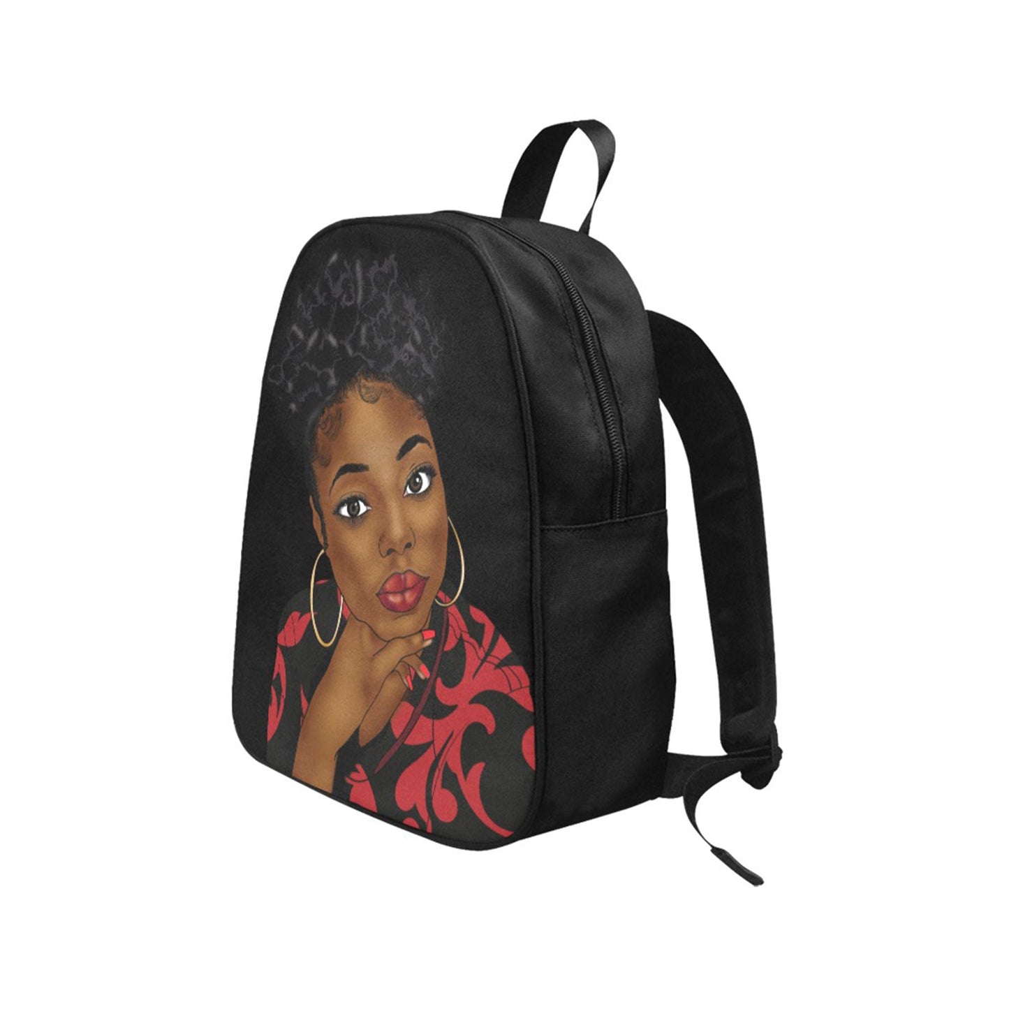 Black Queen Afro Puff Fabric Backpack