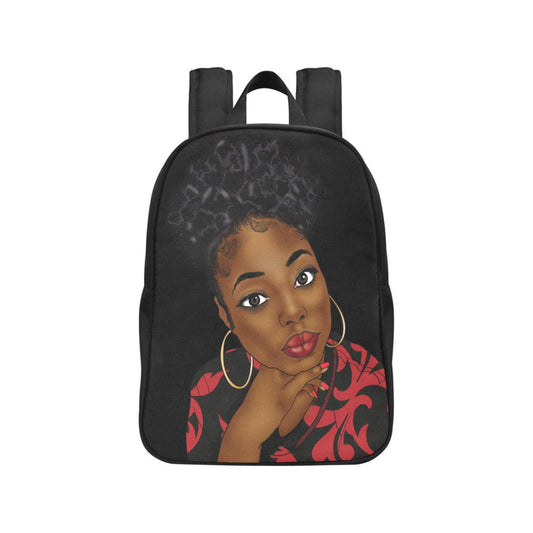 Black Queen Afro Puff Fabric Backpack