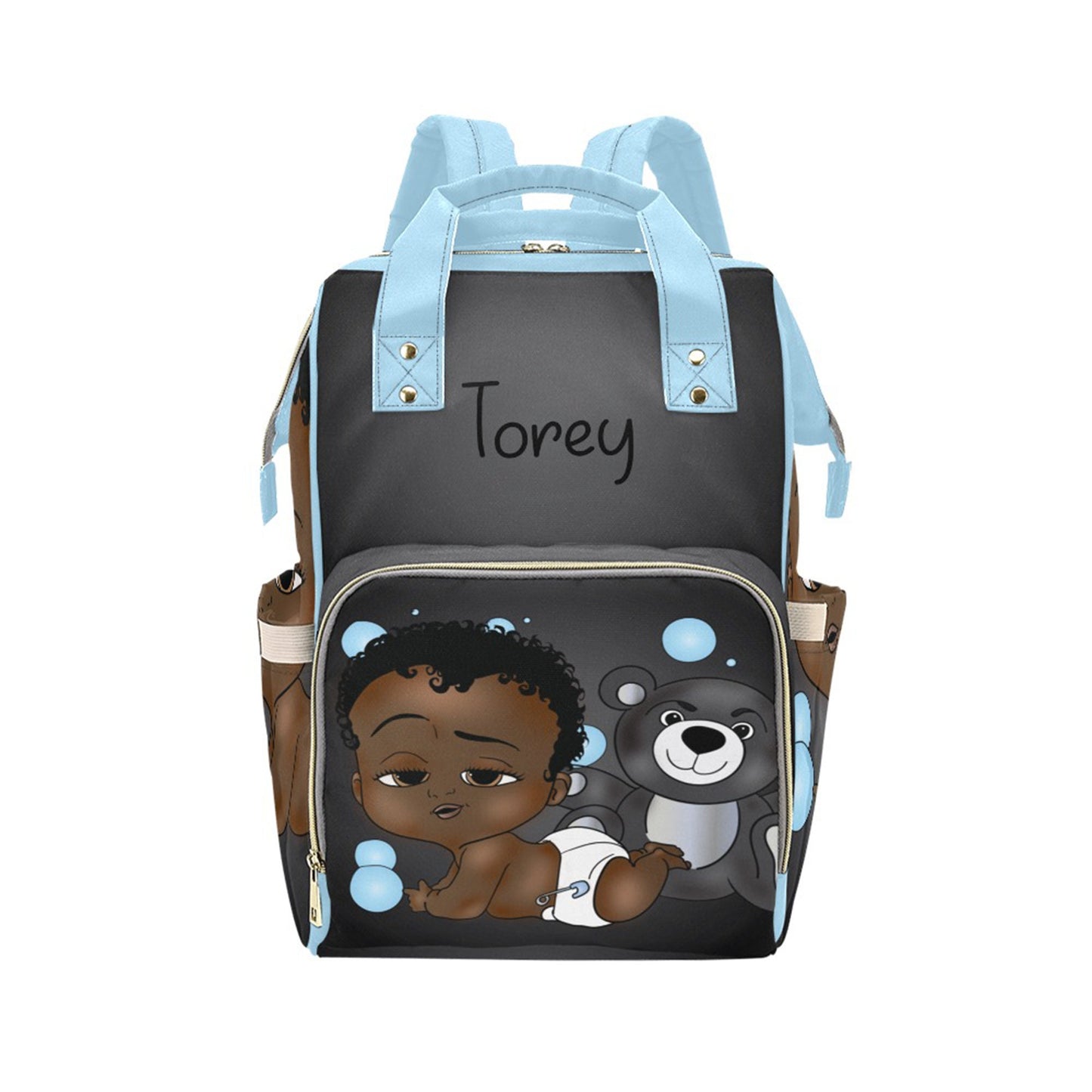 Afro Personalized Baby Bag/ Diaper Bag/ African American Baby Boy Backpack/ Clothing Bottles Bag/ Baby Shower Gift