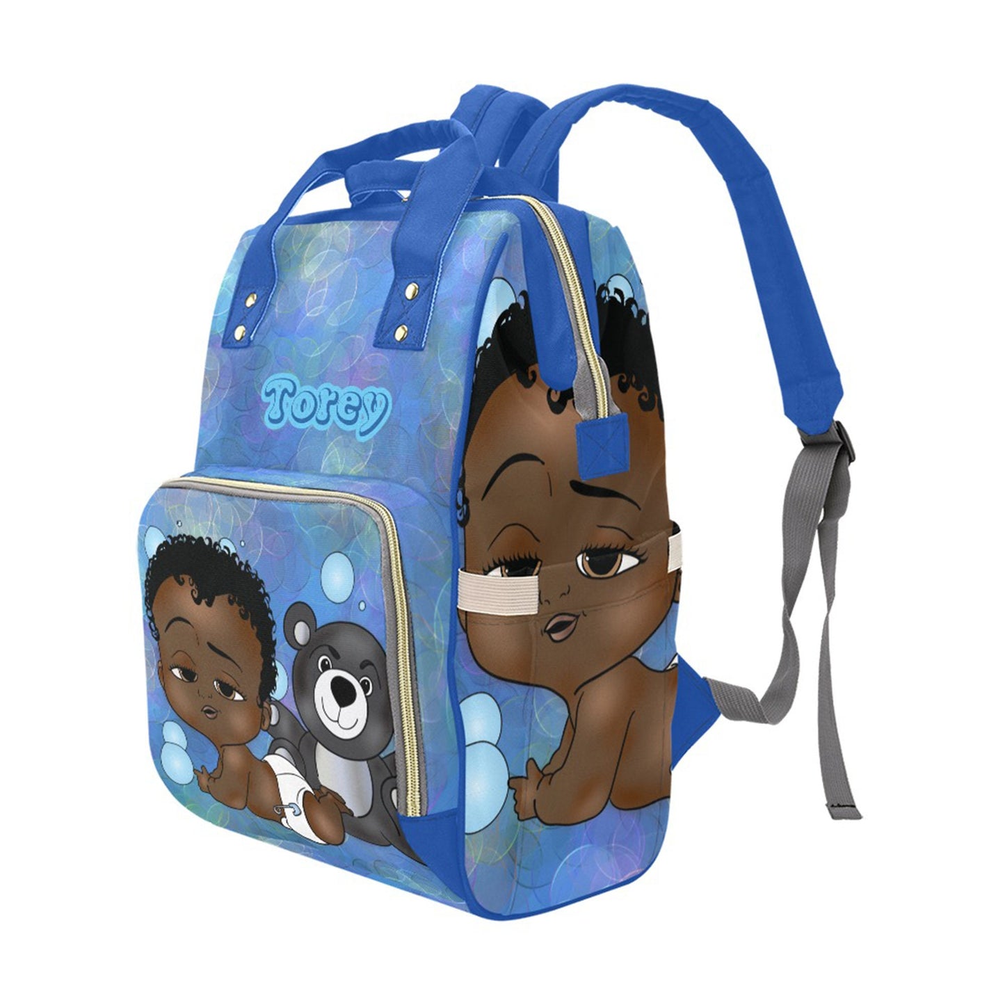Afro Personalized Baby Bag/ Diaper Bag/ African American Baby Boy Backpack/ Clothing Bottles Bag/ Baby Shower Gift