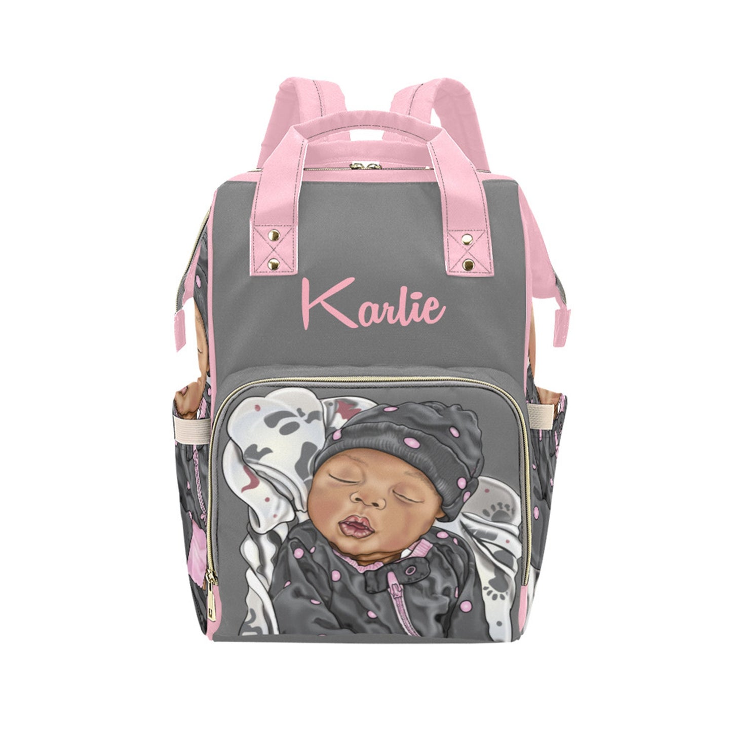 Afro Personalized Baby Bag/ Diaper Bag/ African American Baby Girl Backpack/ Clothing Bottles Bag/ Baby Shower Gift