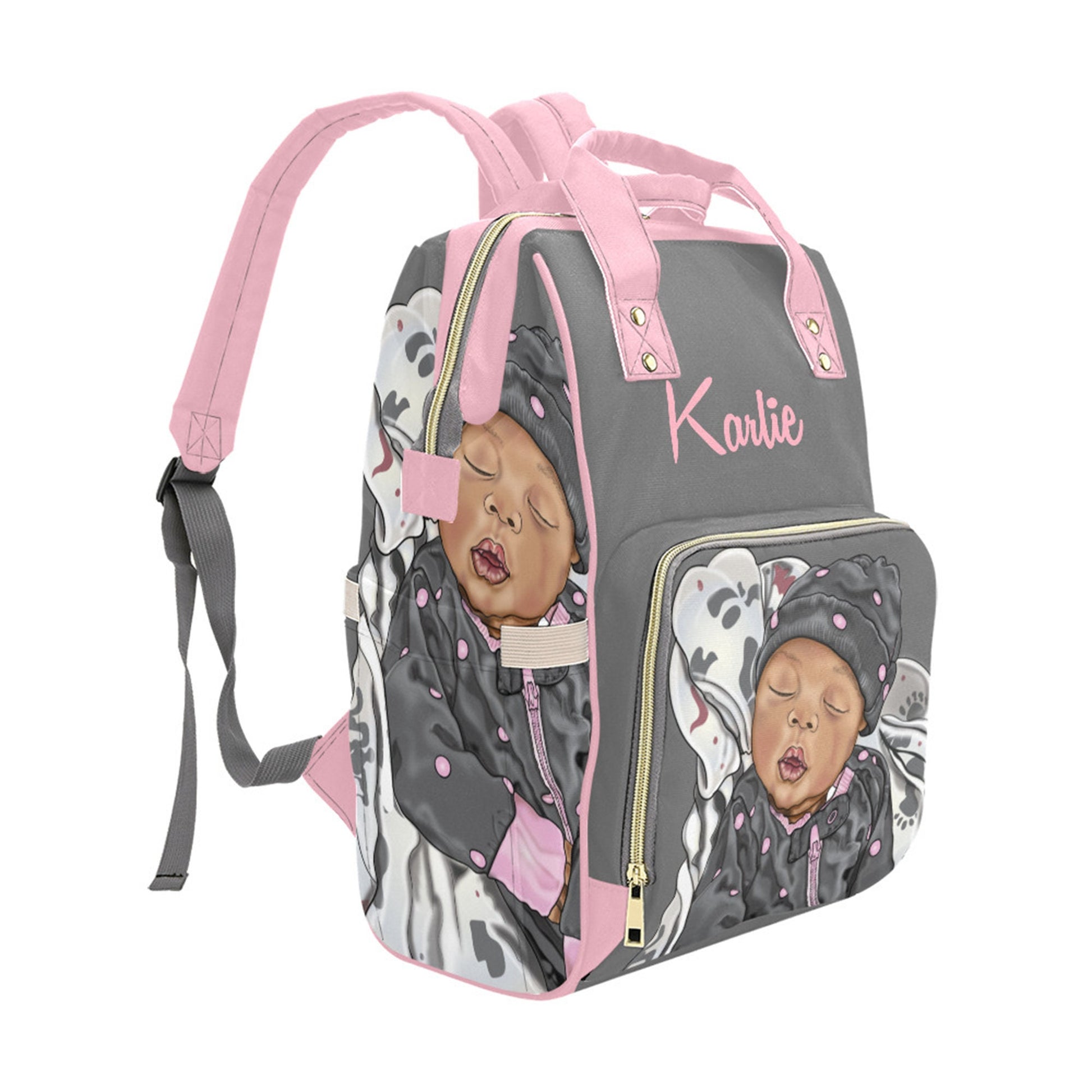 Afro Personalized Baby Bag/ Diaper Bag/ African American Baby Girl Backpack/ Clothing Bottles Bag/ Baby Shower Gift