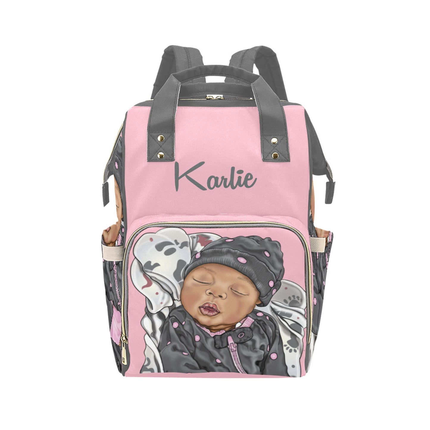 Afro Personalized Baby Bag/ Diaper Bag/ African American Baby Girl Backpack/ Clothing Bottles Bag/ Baby Shower Gift