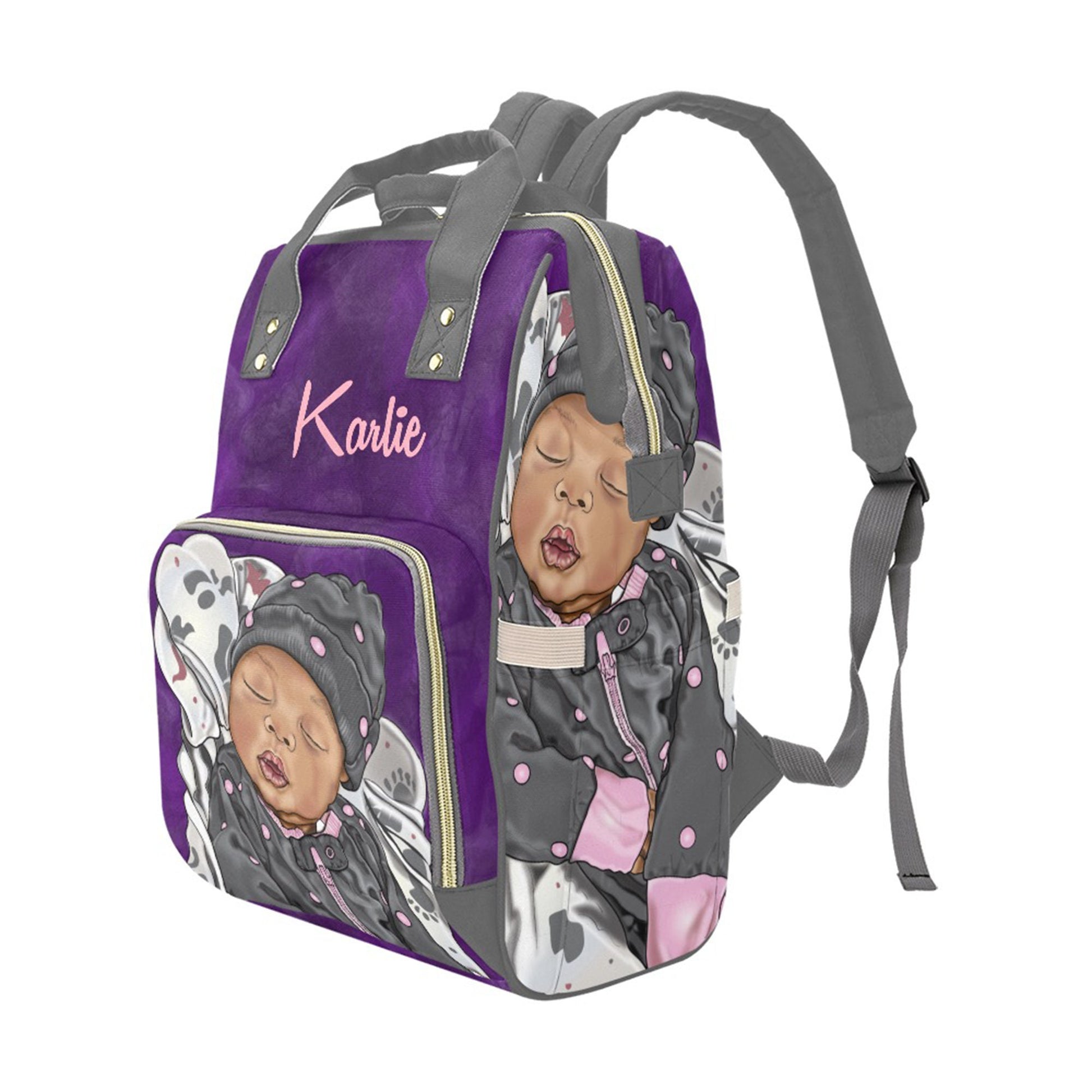 Afro Personalized Baby Bag/ Diaper Bag/ African American Baby Girl Backpack/ Clothing Bottles Bag/ Baby Shower Gift