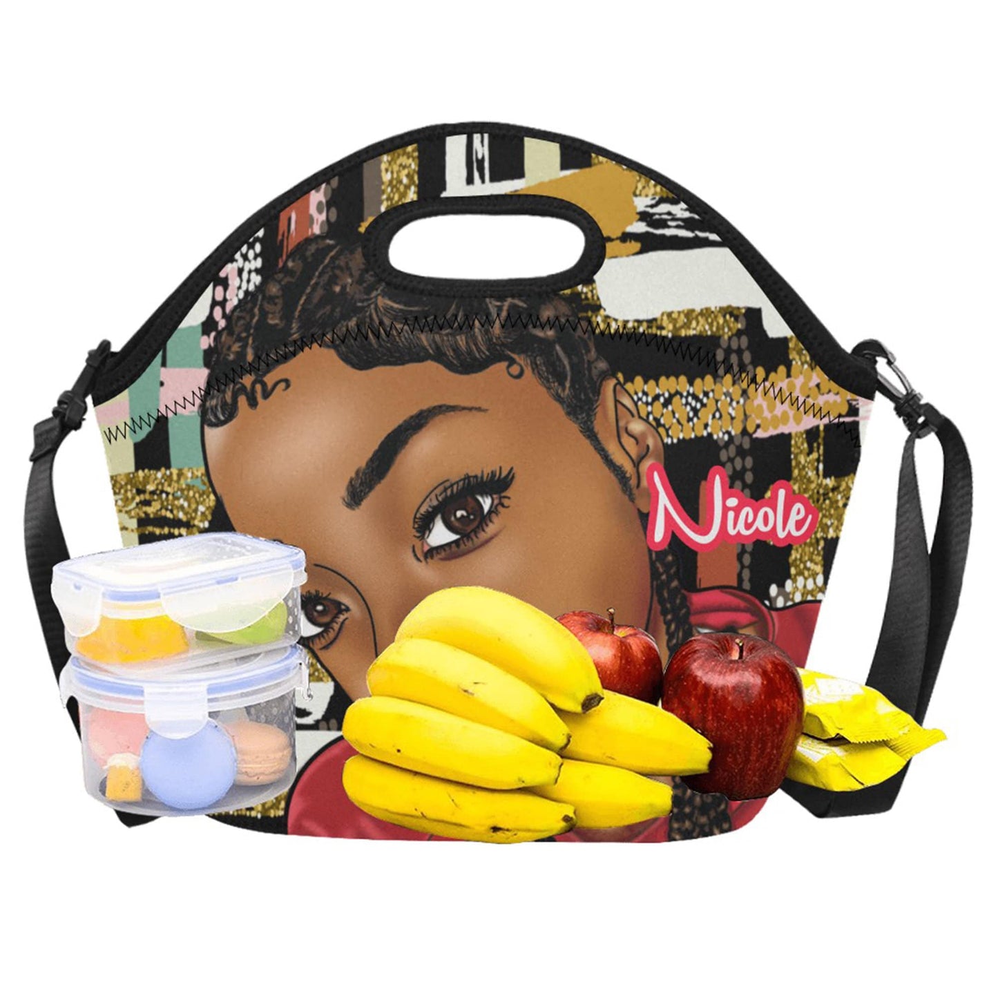 Melanin Beauty With Cornrows Neoprene Lunch Bag