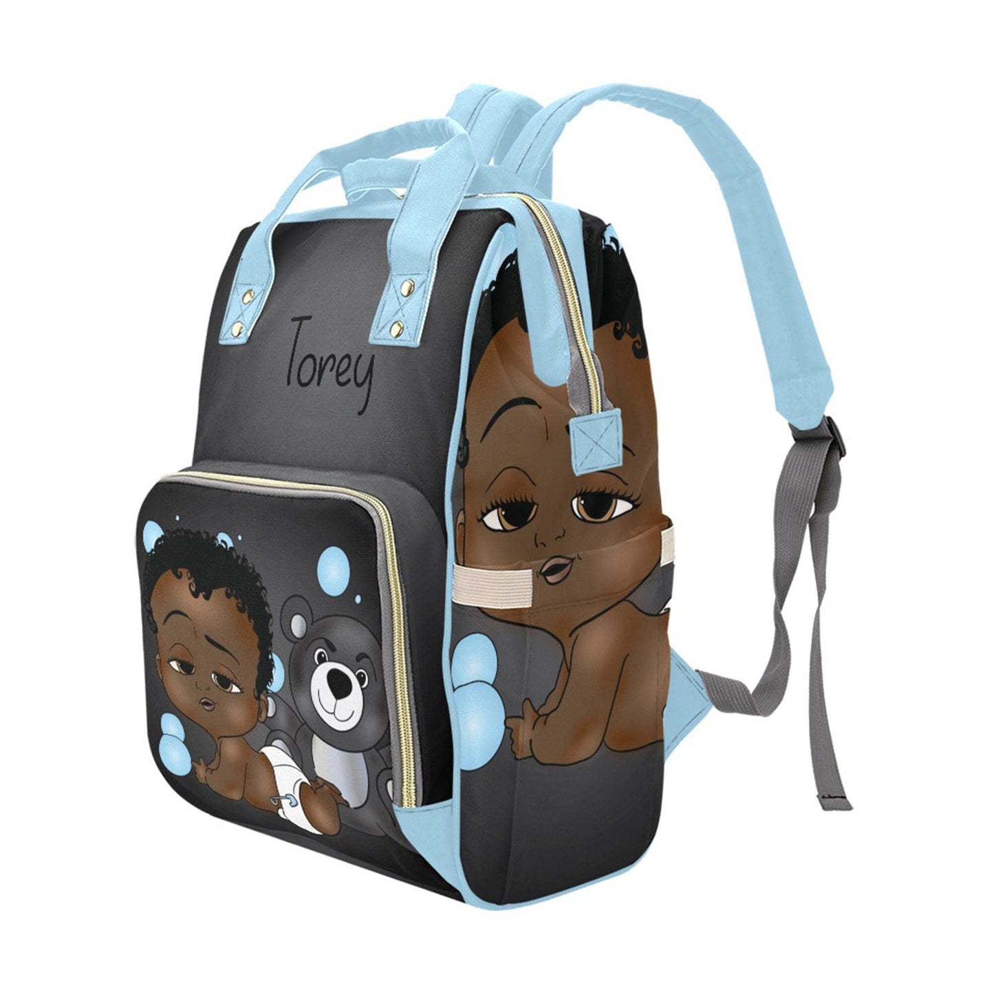 Afro Personalized Baby Bag/ Diaper Bag/ African American Baby Boy Backpack/ Clothing Bottles Bag/ Baby Shower Gift