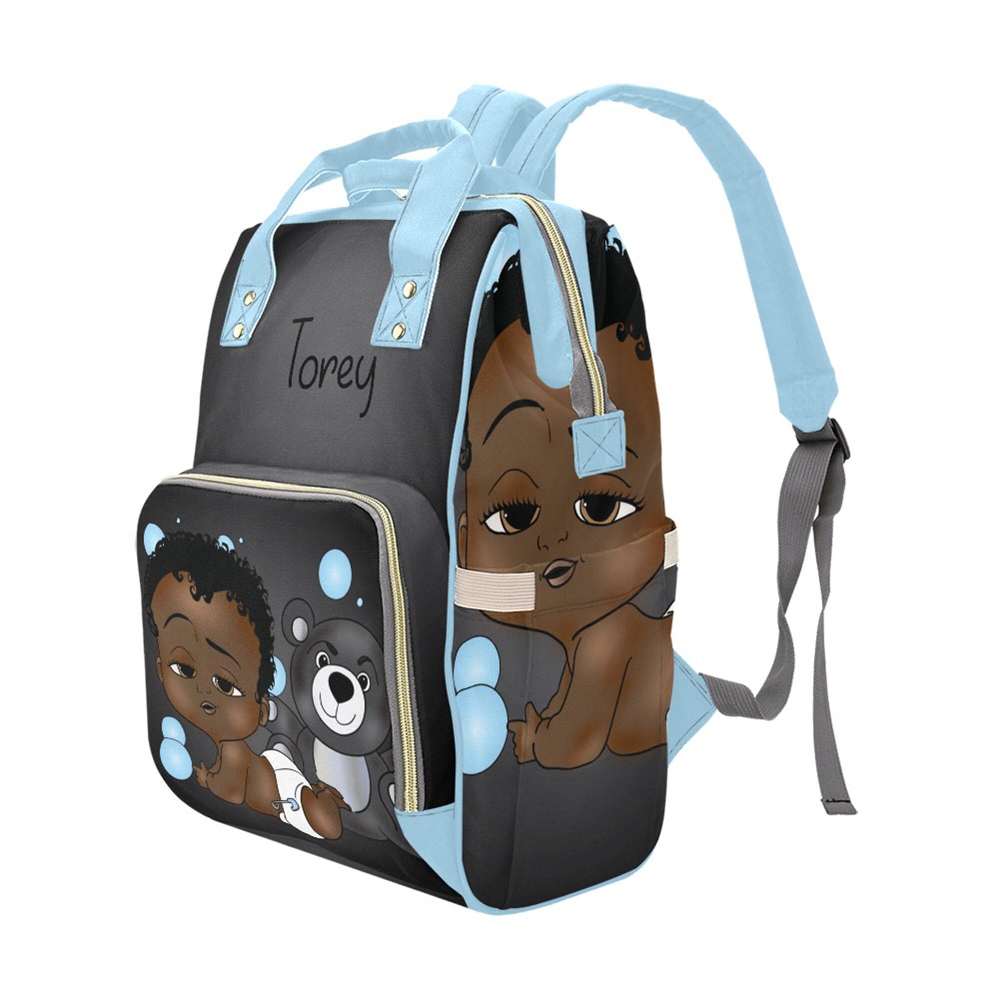 Afro Personalized Baby Bag/ Diaper Bag/ African American Baby Boy Backpack/ Clothing Bottles Bag/ Baby Shower Gift