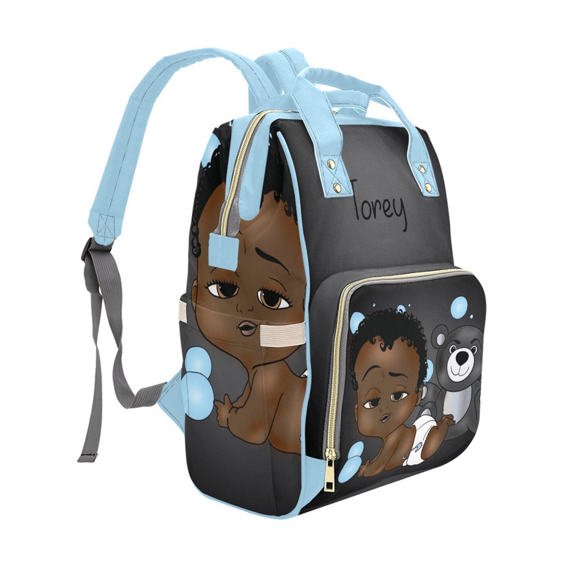 Afro Personalized Baby Bag/ Diaper Bag/ African American Baby Boy Backpack/ Clothing Bottles Bag/ Baby Shower Gift