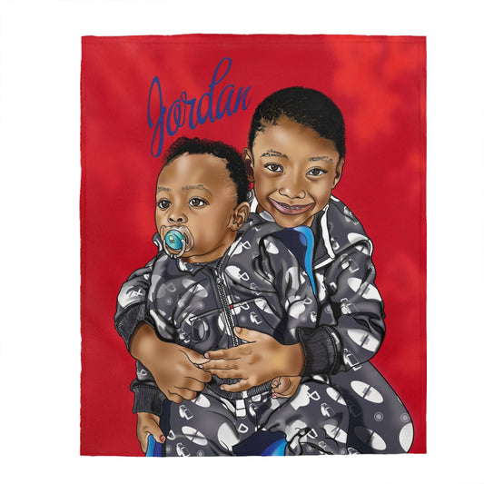 Create Your Own/Velveteen Plush Blanket/Portrait from your photo/family illustration /family portrait