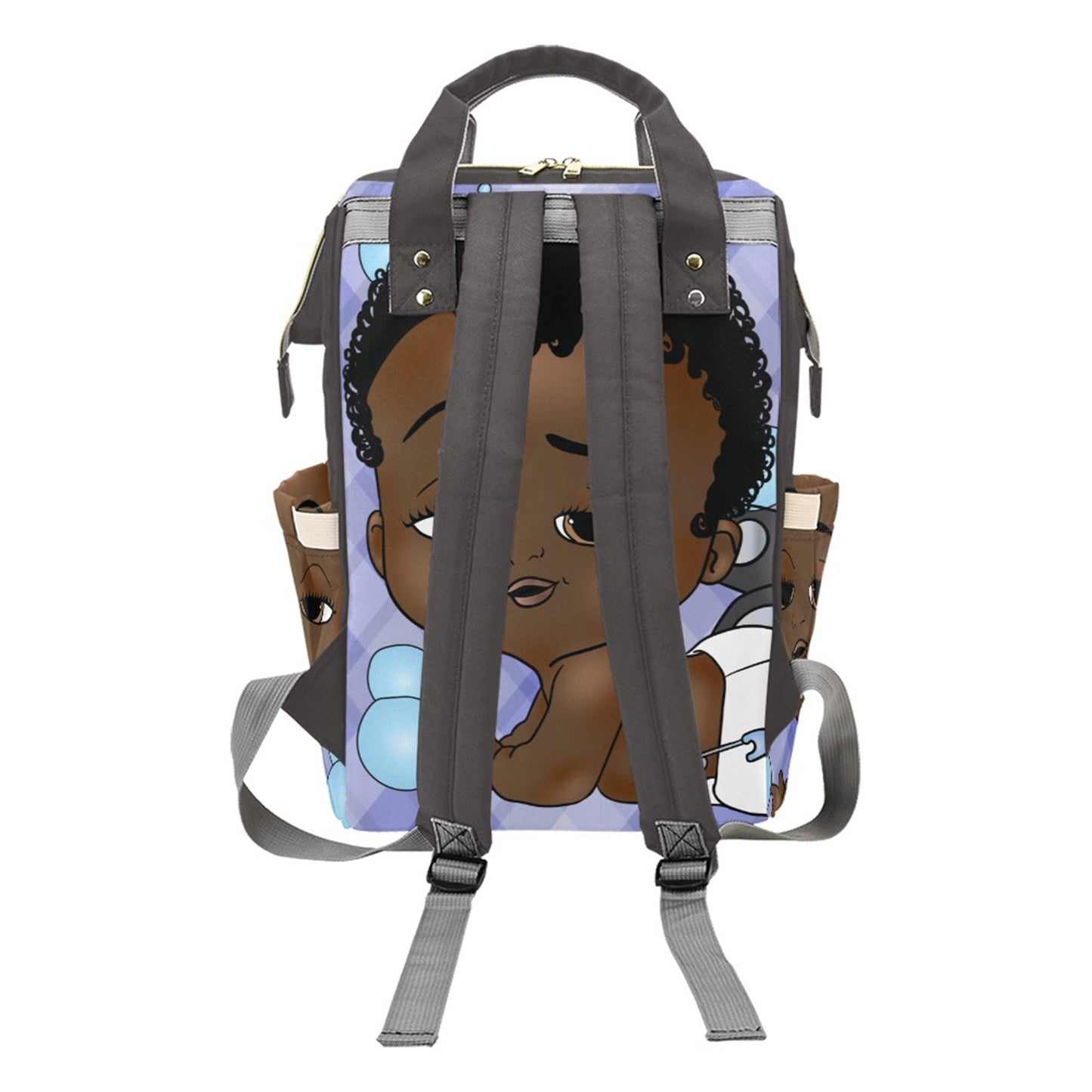 Afro Personalized Baby Bag/ Diaper Bag/ African American Baby Boy Backpack/ Clothing Bottles Bag/ Baby Shower Gift