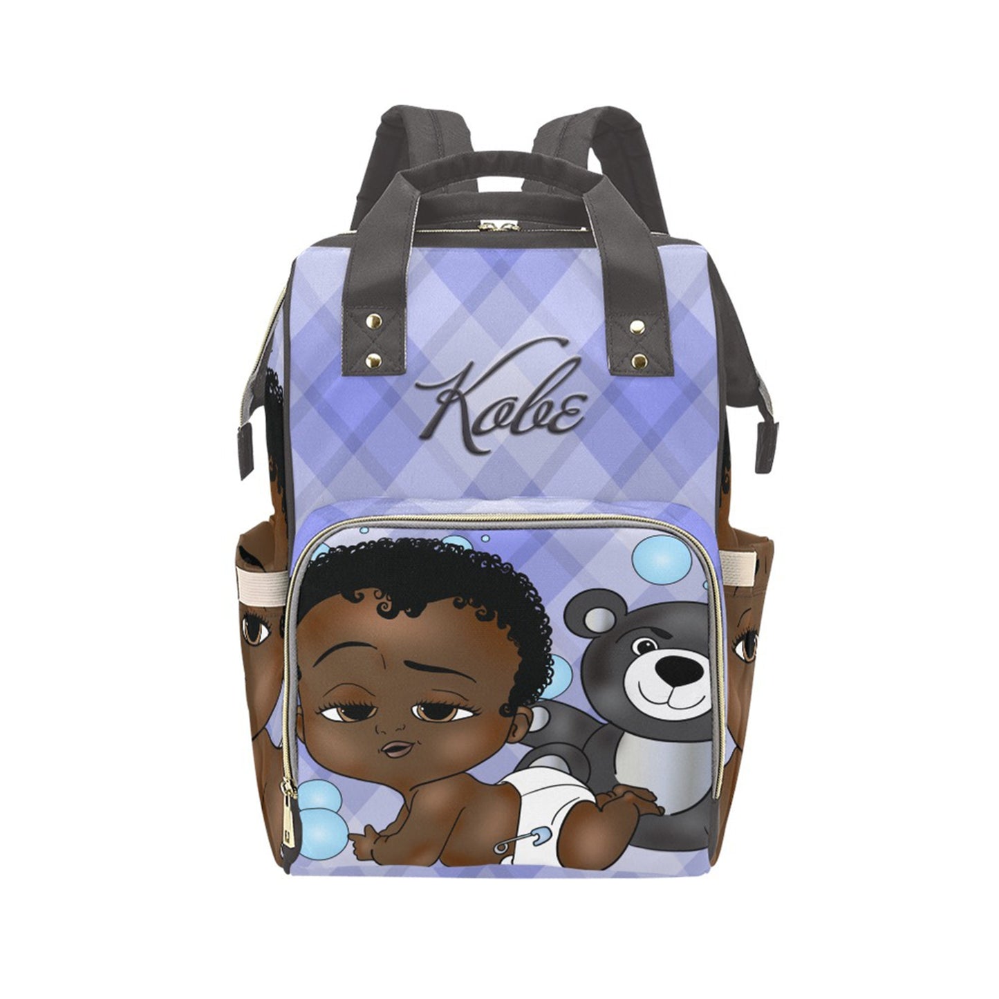 Afro Personalized Baby Bag/ Diaper Bag/ African American Baby Boy Backpack/ Clothing Bottles Bag/ Baby Shower Gift