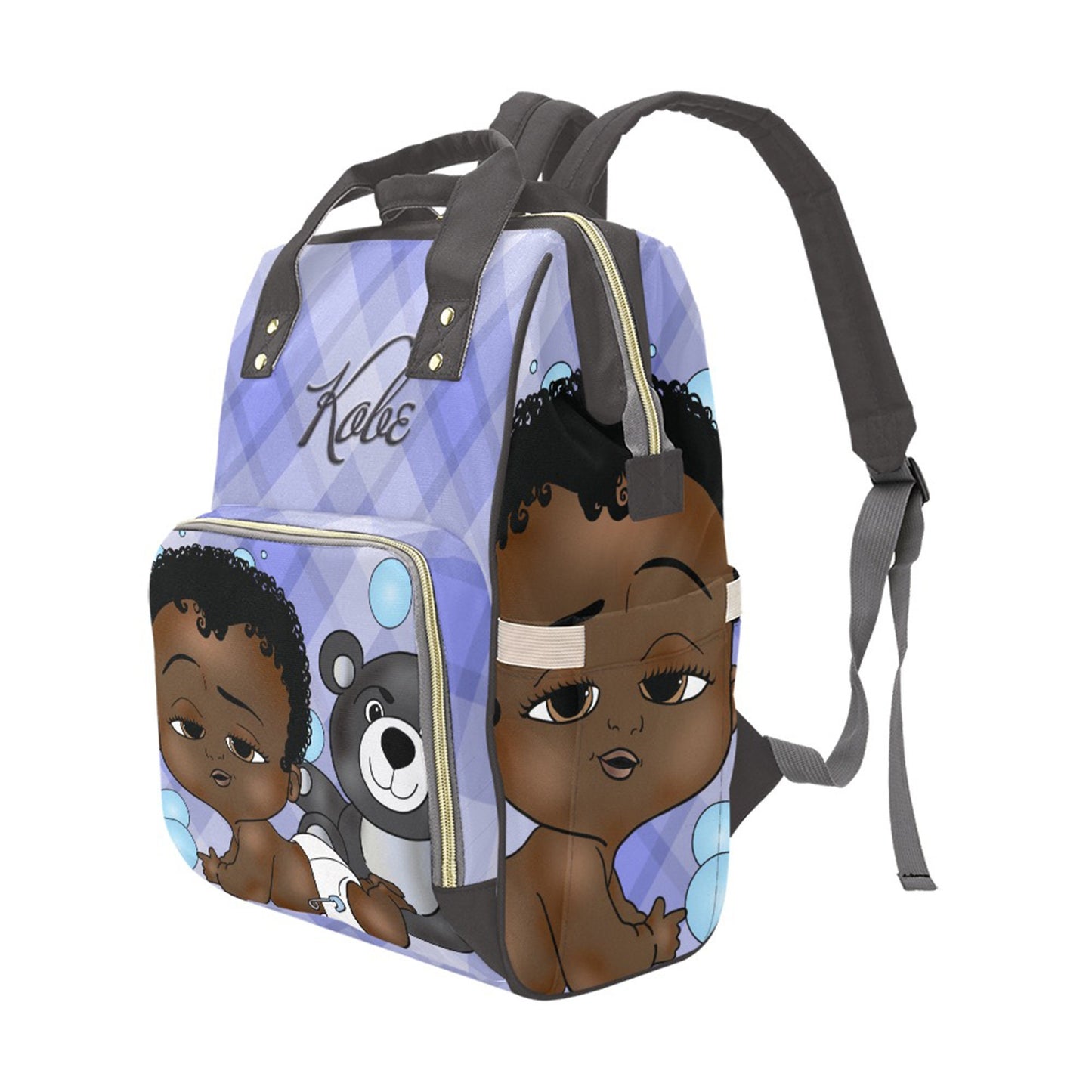 Afro Personalized Baby Bag/ Diaper Bag/ African American Baby Boy Backpack/ Clothing Bottles Bag/ Baby Shower Gift