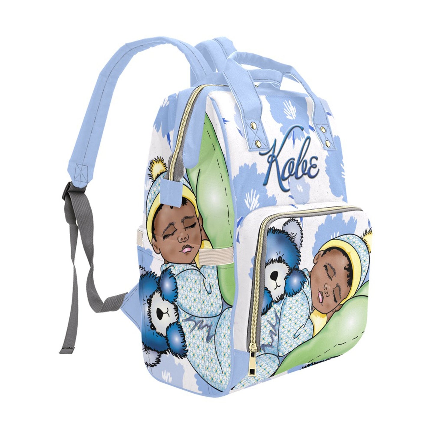 Afro Personalized Baby Bag/ Diaper Bag/ African American Baby Boy Backpack/ Clothing Bottles Bag/ Baby Shower Gift