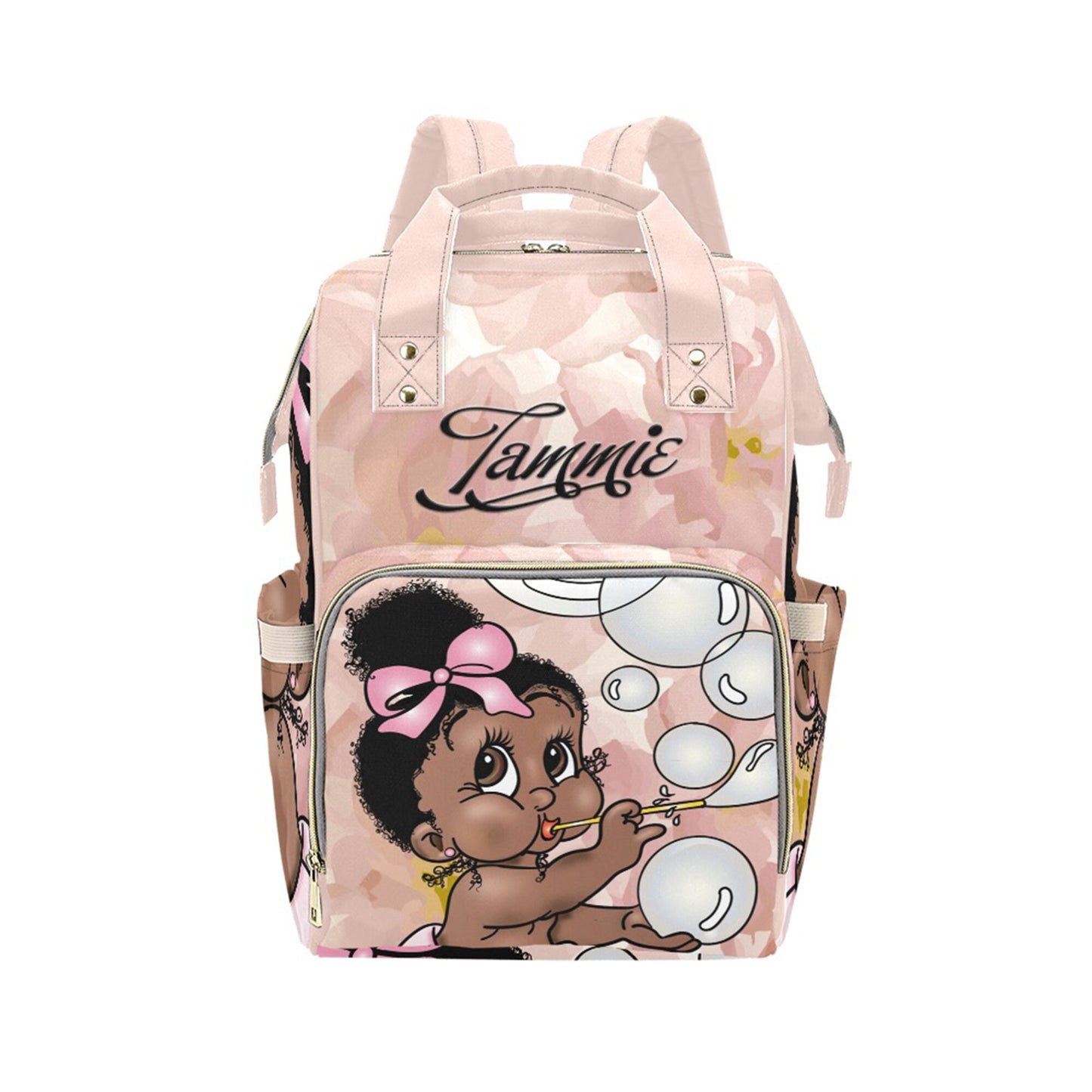 Afro Personalized Baby Bag/ Diaper Bag/ African American Baby Girl Backpack/ Clothing Bottles Bag/ Baby Shower Gift