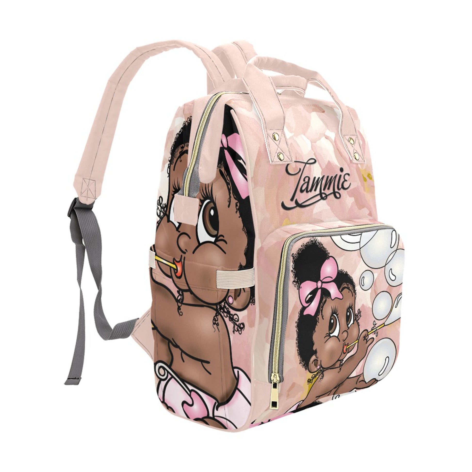 Afro Personalized Baby Bag/ Diaper Bag/ African American Baby Girl Backpack/ Clothing Bottles Bag/ Baby Shower Gift