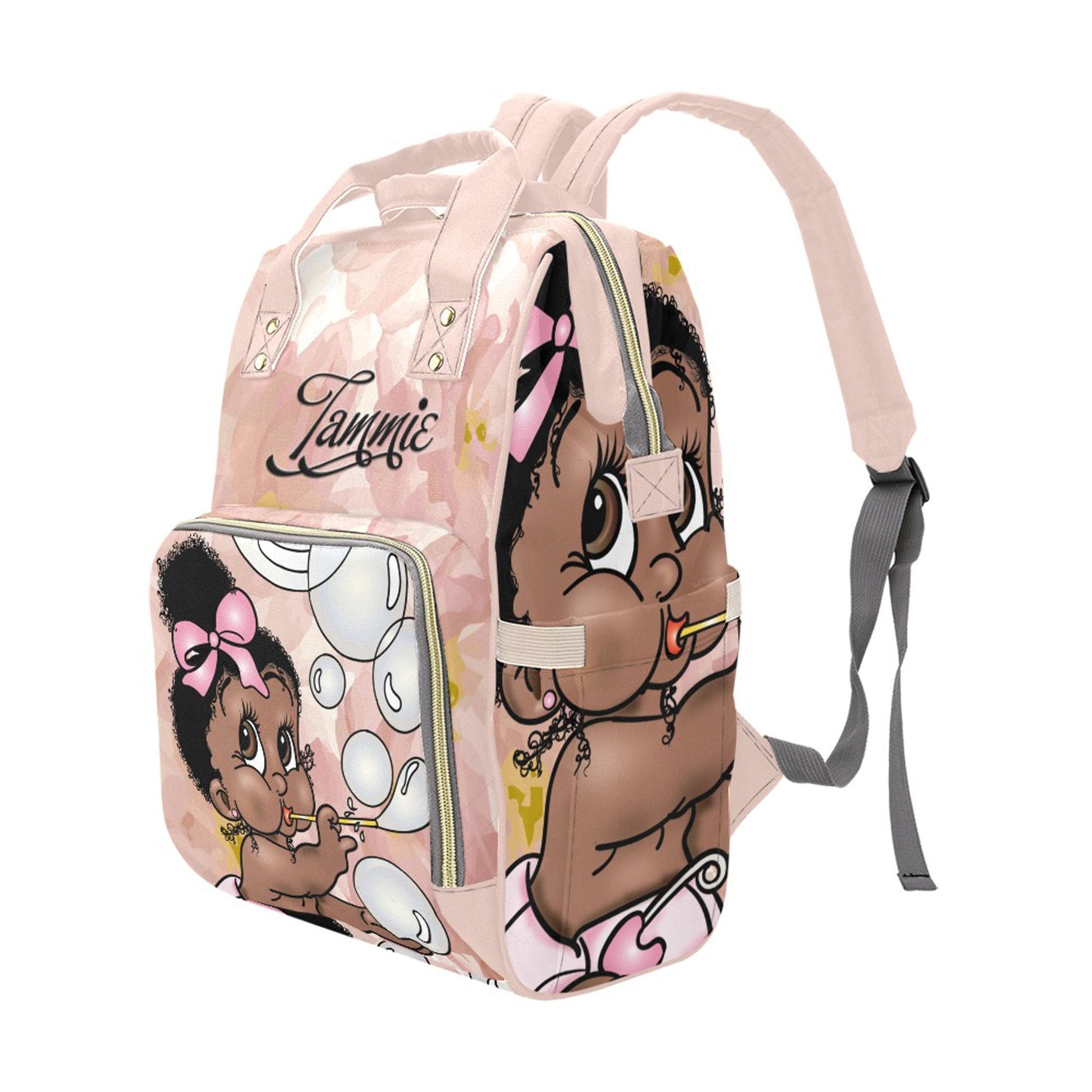 Afro Personalized Baby Bag/ Diaper Bag/ African American Baby Girl Backpack/ Clothing Bottles Bag/ Baby Shower Gift