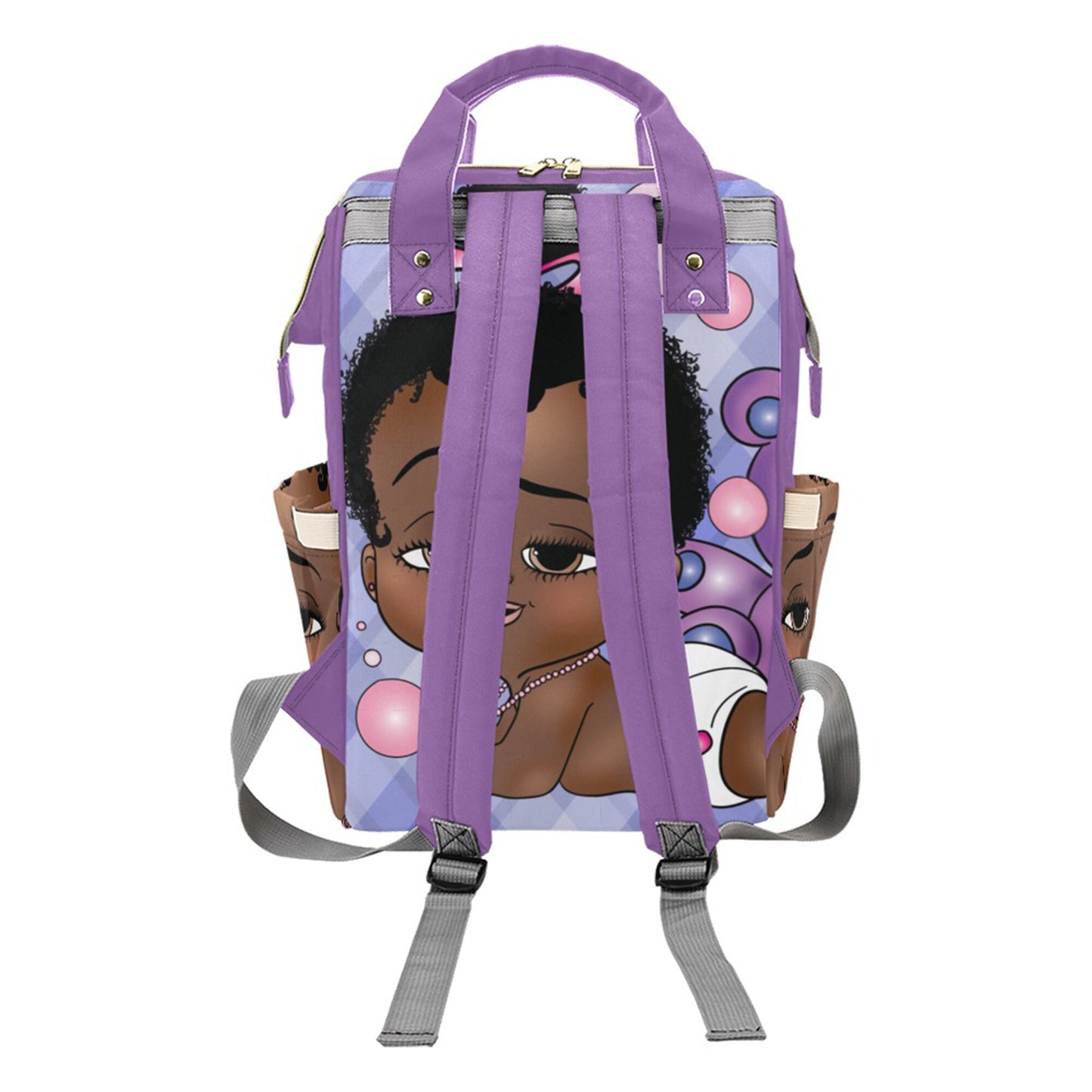 Afro Personalized Baby Bag/ Diaper Bag/ African American Baby Girl Backpack/ Clothing Bottles Bag/ Baby Shower Gift