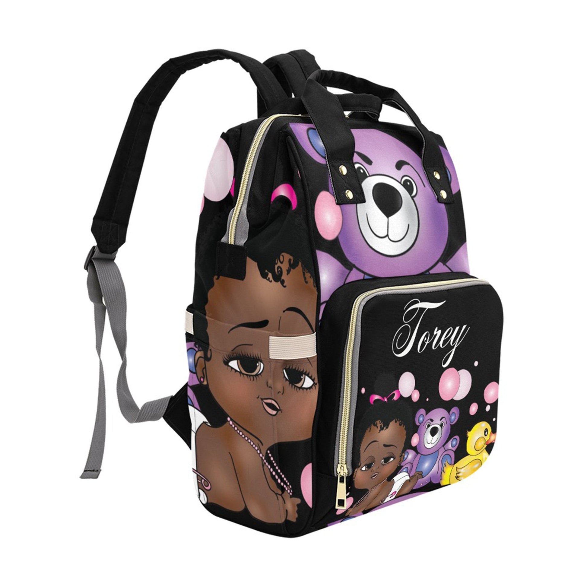 Afro Personalized Baby Bag/ Diaper Bag/ African American Baby Girl Backpack/ Clothing Bottles Bag/ Baby Shower Gift