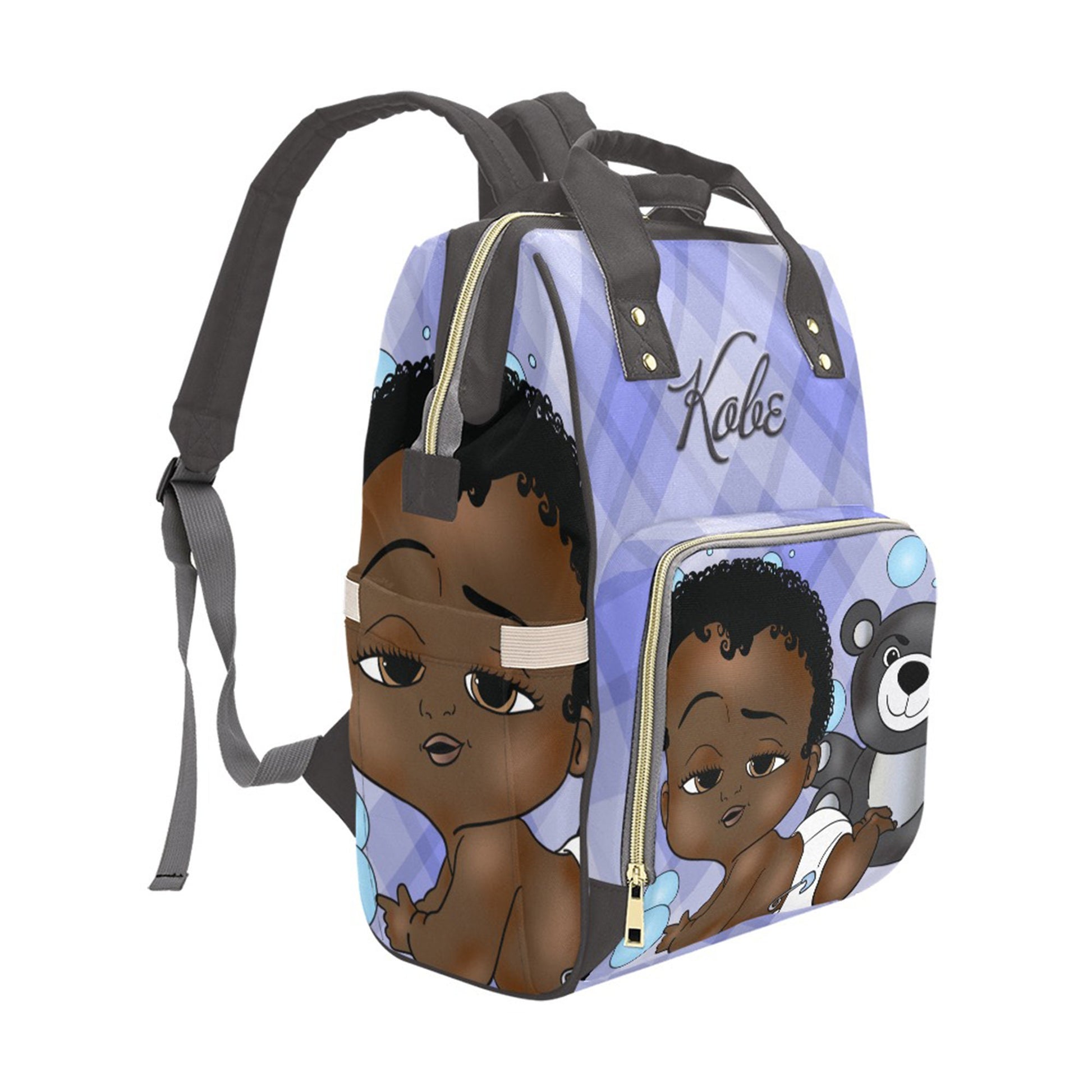 Afro Personalized Baby Bag/ Diaper Bag/ African American Baby Boy Backpack/ Clothing Bottles Bag/ Baby Shower Gift