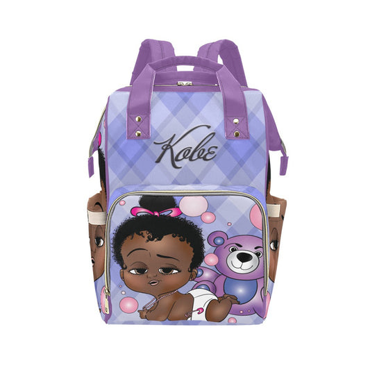 Afro Personalized Baby Bag/ Diaper Bag/ African American Baby Girl Backpack/ Clothing Bottles Bag/ Baby Shower Gift
