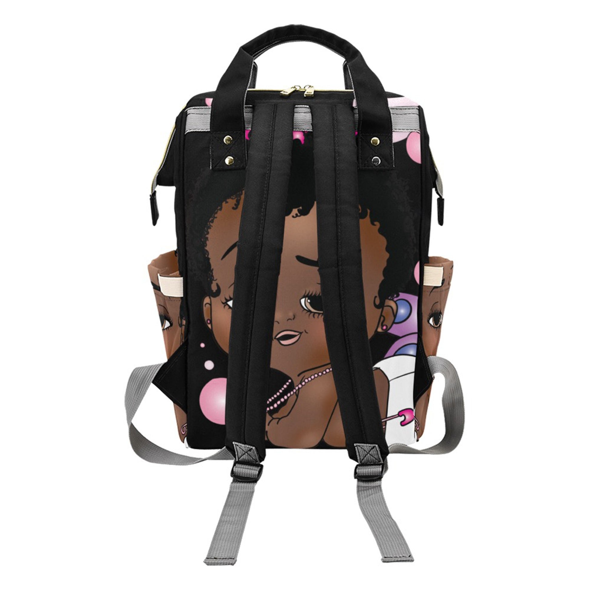 Afro Personalized Baby Bag/ Diaper Bag/ African American Baby Girl Backpack/ Clothing Bottles Bag/ Baby Shower Gift